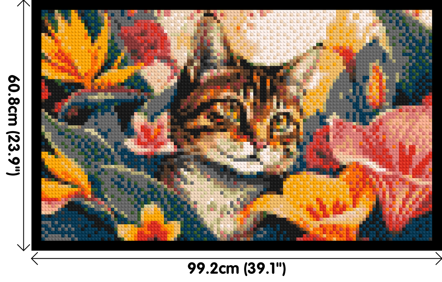 Tabby Cat in Tropical Flower Jungle Pop Art - Brick Art Mosaic Kit 5x3 large