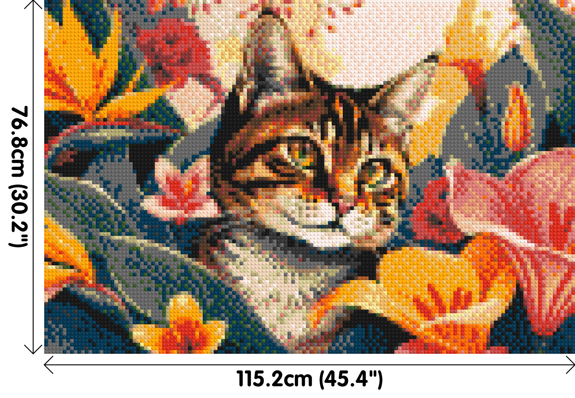Tabby Cat in Tropical Flower Jungle Pop Art - Brick Art Mosaic Kit 6x4 dimensions