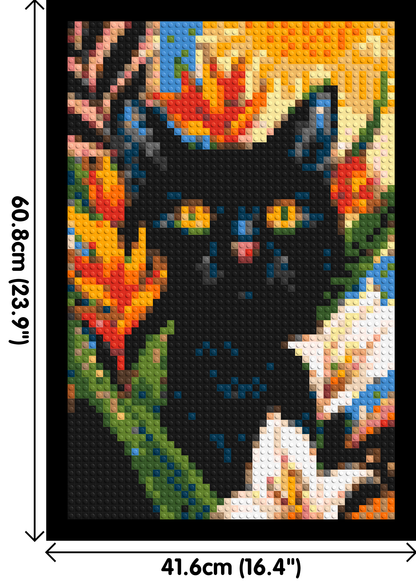 Black Cat in Tropical Sun Illustration - Brick Art Mosaic Kit 2x3 large
