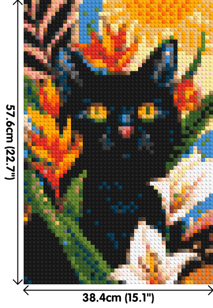 Black Cat in Tropical Sun Illustration - Brick Art Mosaic Kit 2x3 large