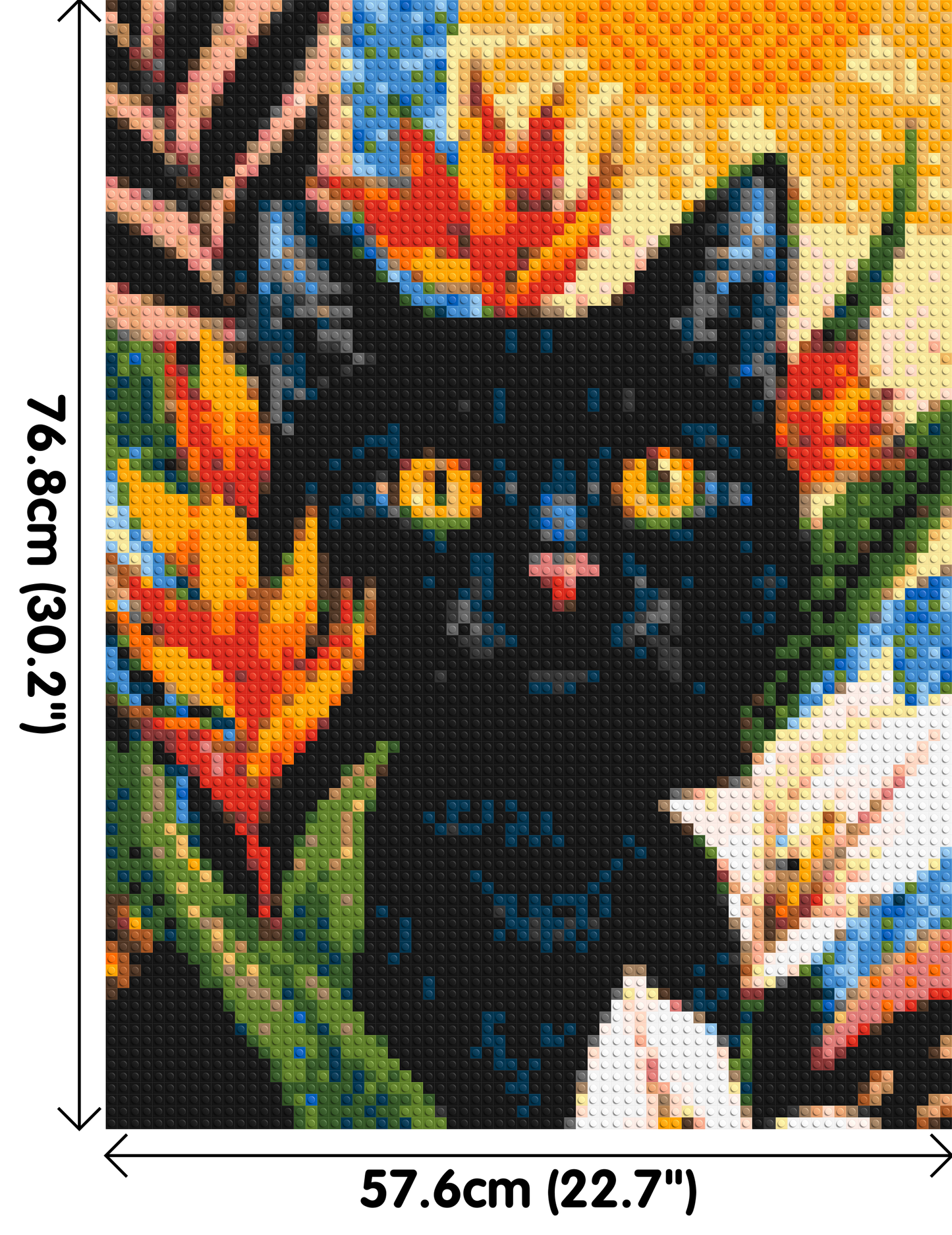 Black Cat in Tropical Sun Illustration - Brick Art Mosaic Kit 3x4 large