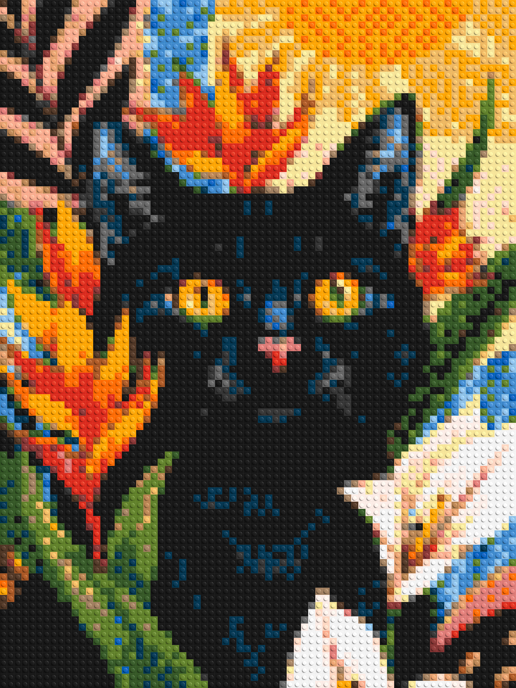 Black Cat in Tropical Sun Illustration - Brick Art Mosaic Kit 3x4 large