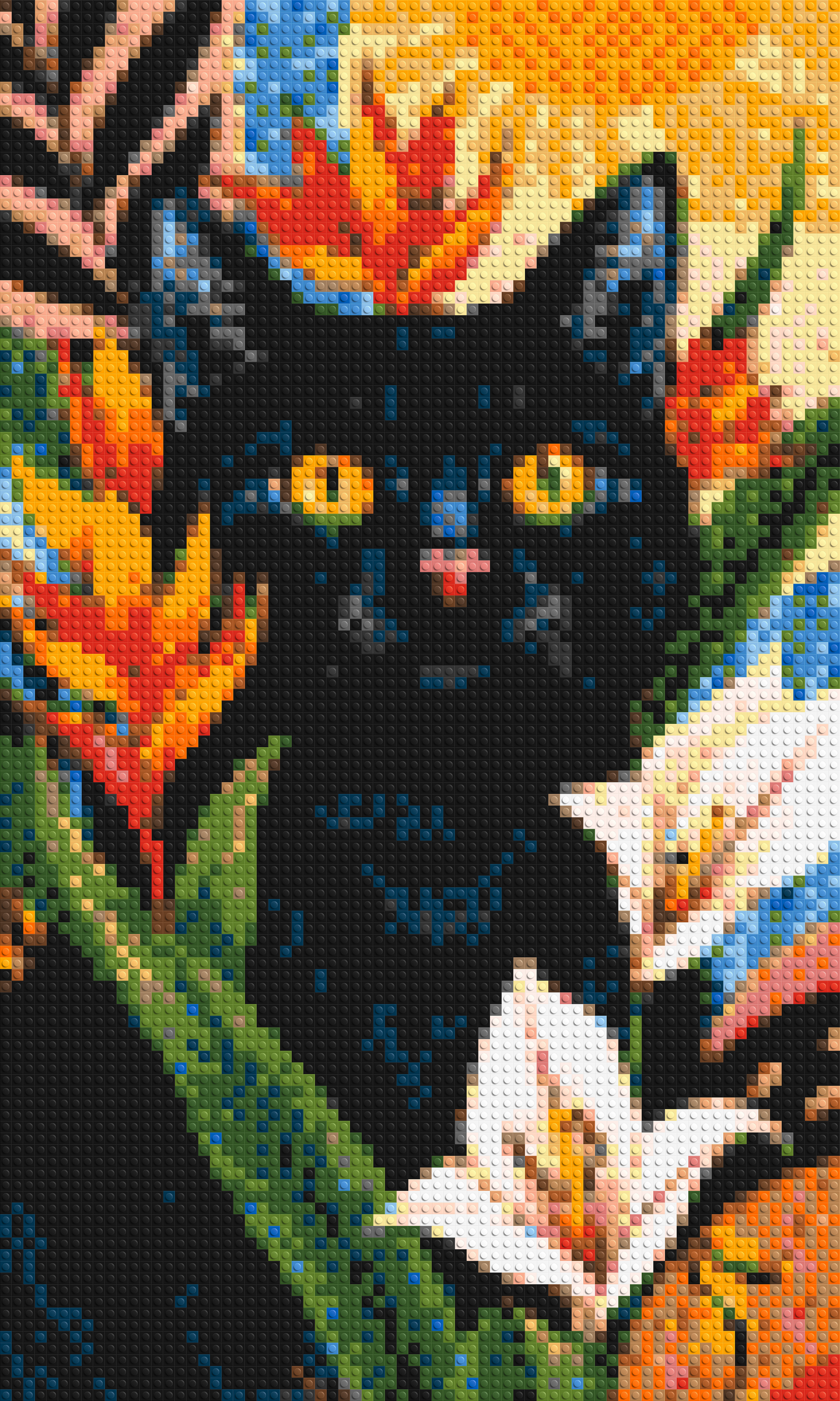 Black Cat in Tropical Sun Illustration - Brick Art Mosaic Kit 3x5 large