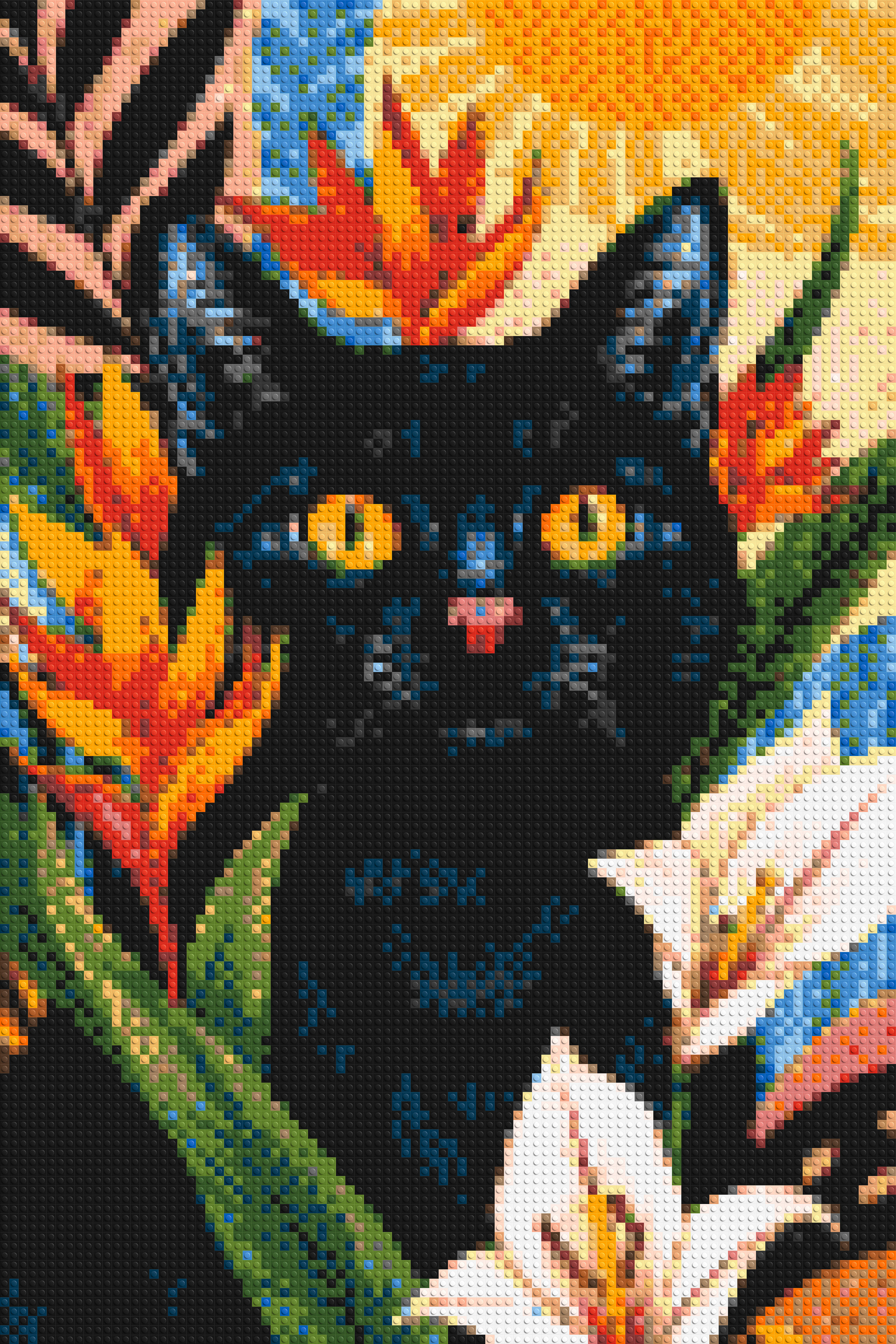Black Cat in Tropical Sun Illustration - Brick Art Mosaic Kit 4x6 large
