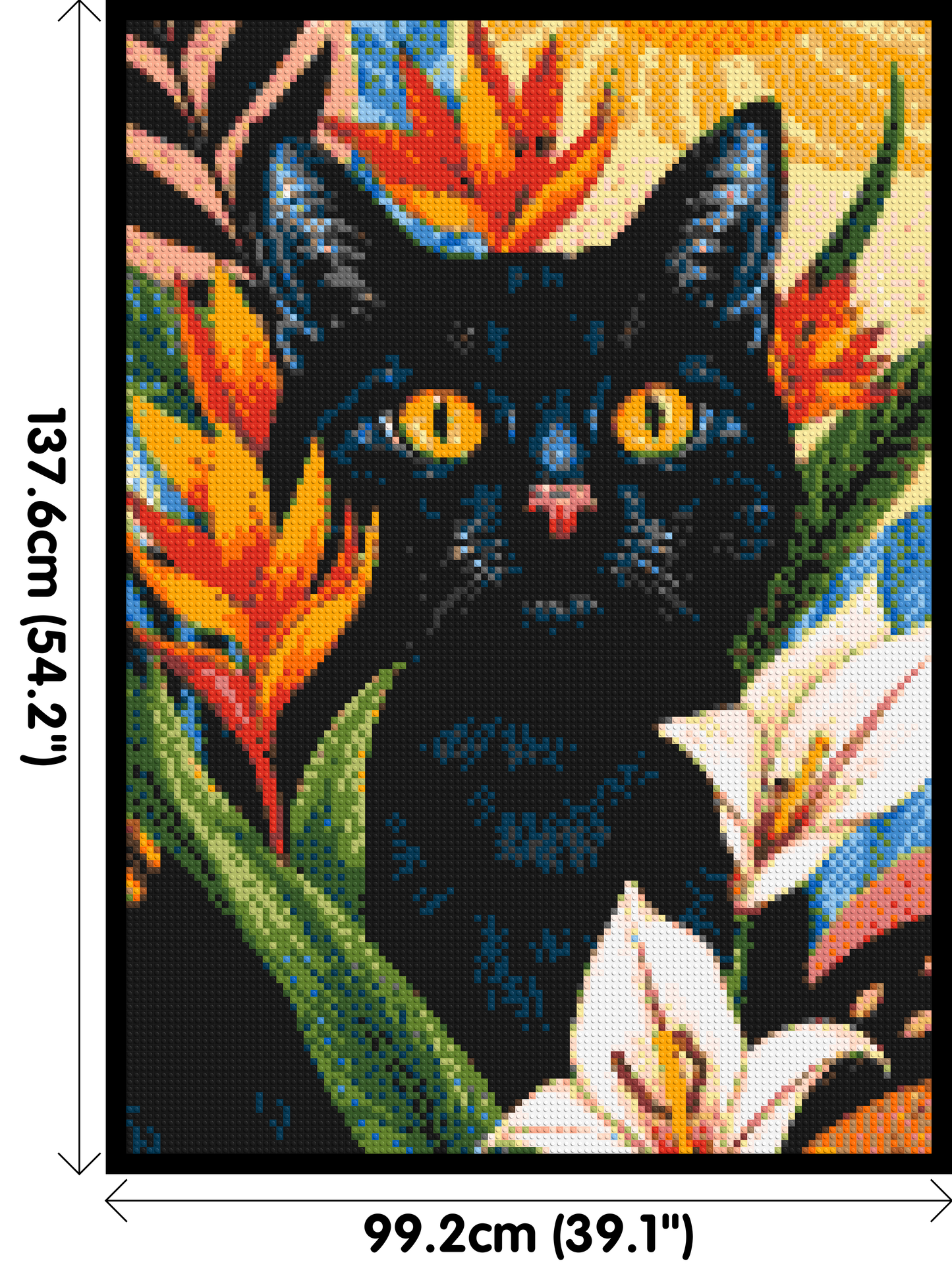 Black Cat in Tropical Sun Illustration - Brick Art Mosaic Kit 5x7 large