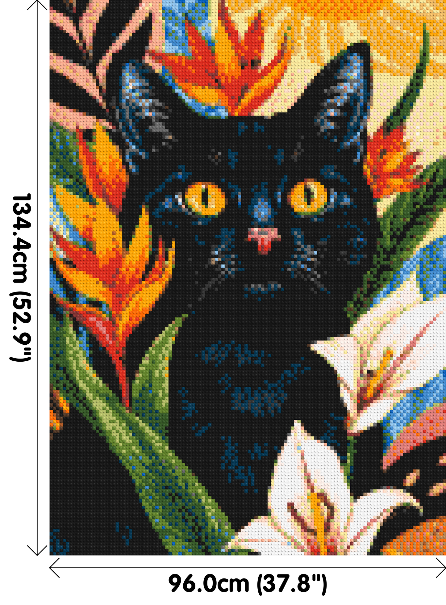 Black Cat in Tropical Sun Illustration - Brick Art Mosaic Kit 5x7 large