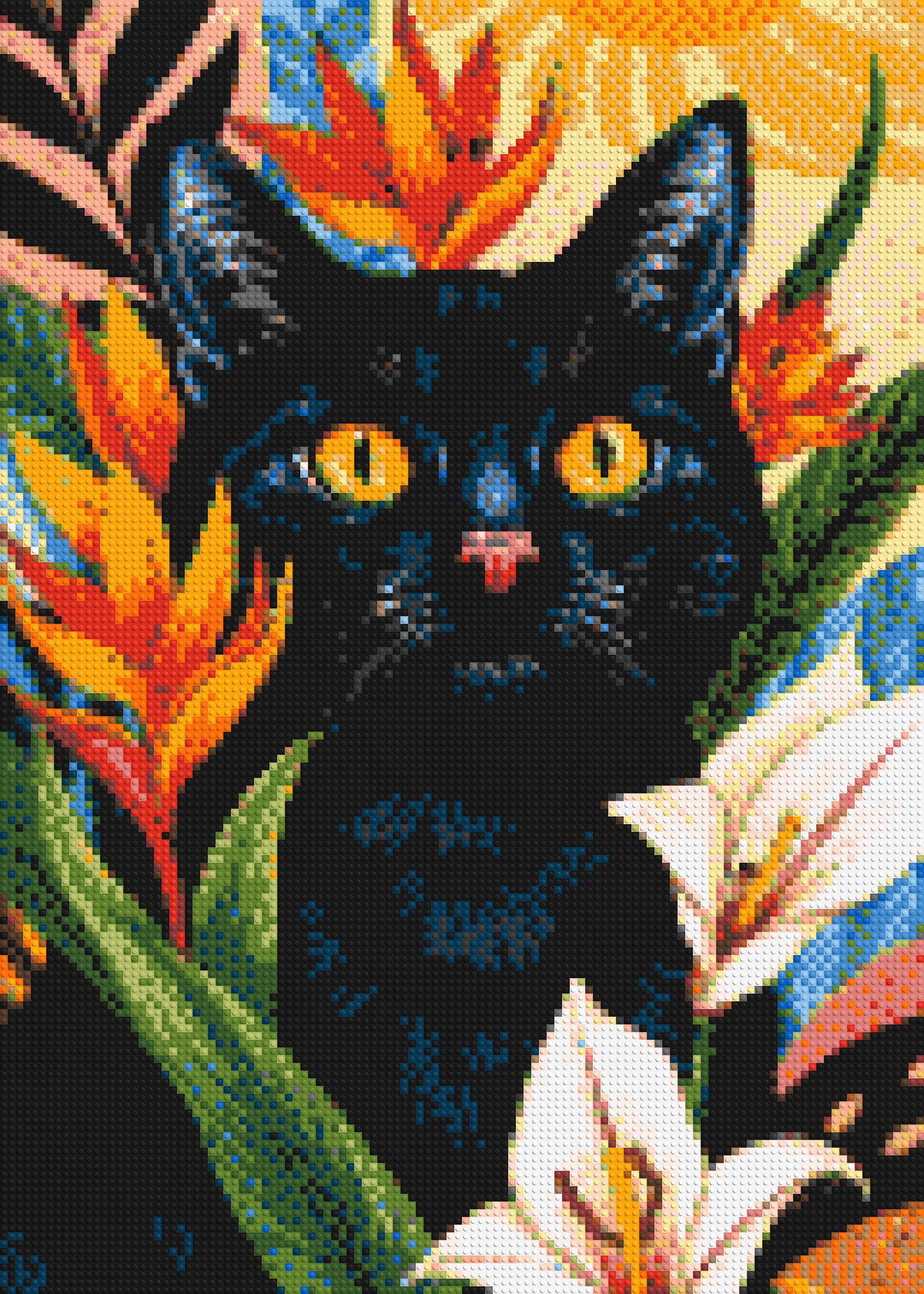 Black Cat in Tropical Sun Illustration - Brick Art Mosaic Kit 5x7 large