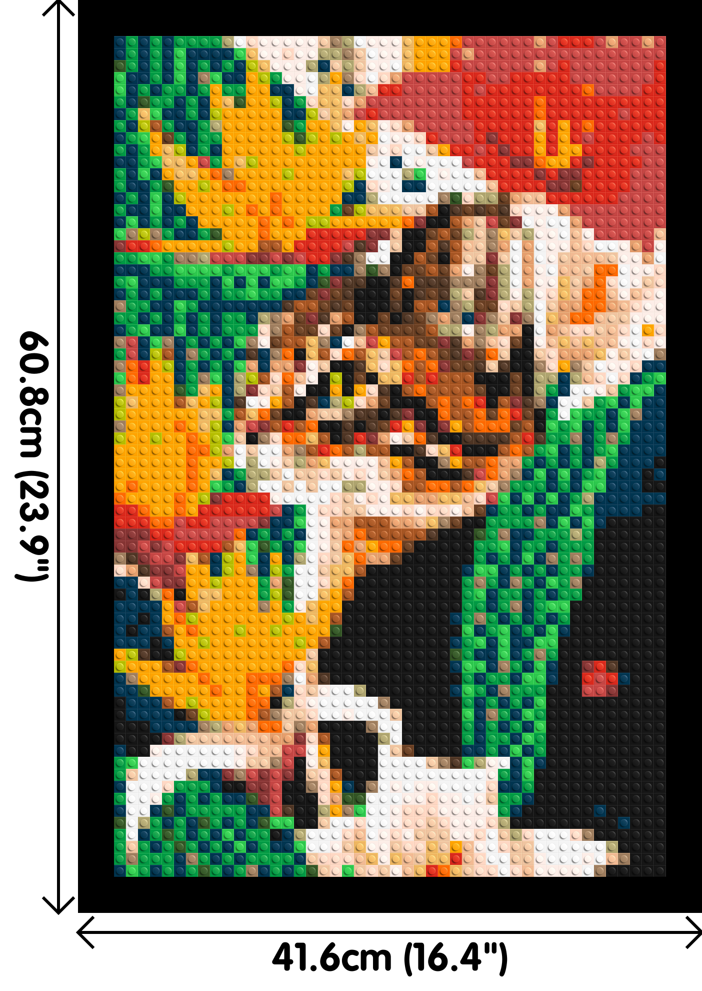 Tabby Cat with Birds of Paradise Illustration - Brick Art Mosaic Kit 2x3 dimensions with frame