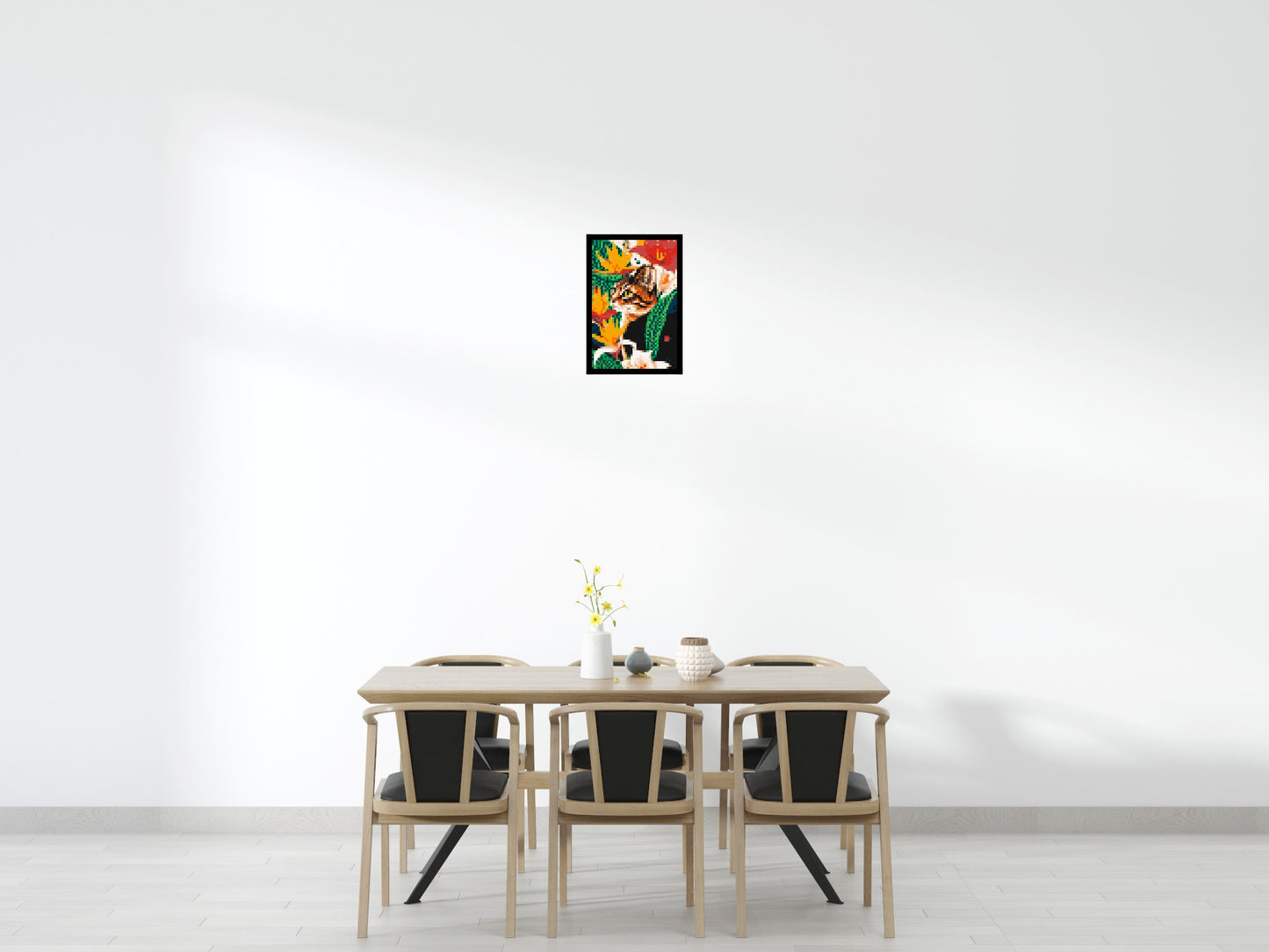 Tabby Cat with Birds of Paradise Illustration - Brick Art Mosaic Kit 2x3 large