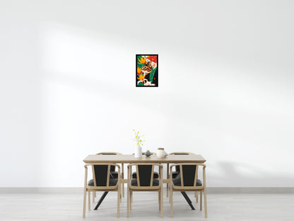 Tabby Cat with Birds of Paradise Illustration - Brick Art Mosaic Kit 2x3 large