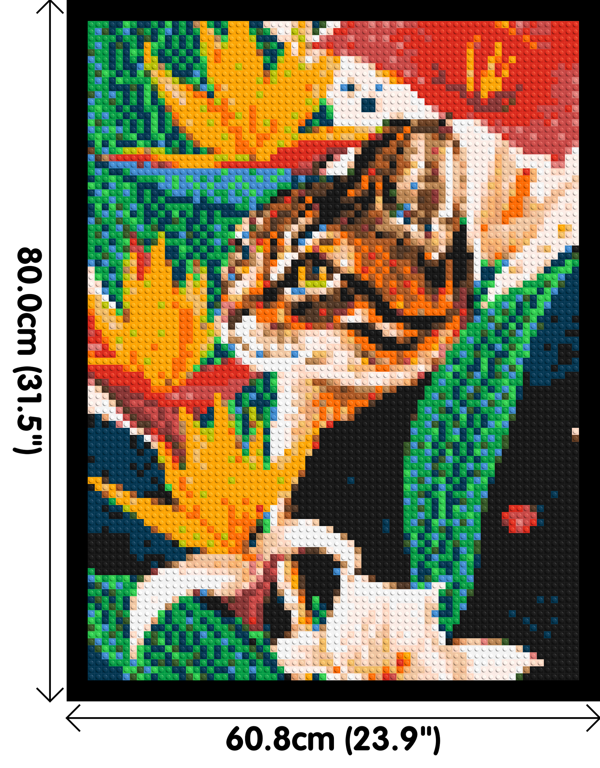 Tabby Cat with Birds of Paradise Illustration - Brick Art Mosaic Kit 3x4 dimensions with frame