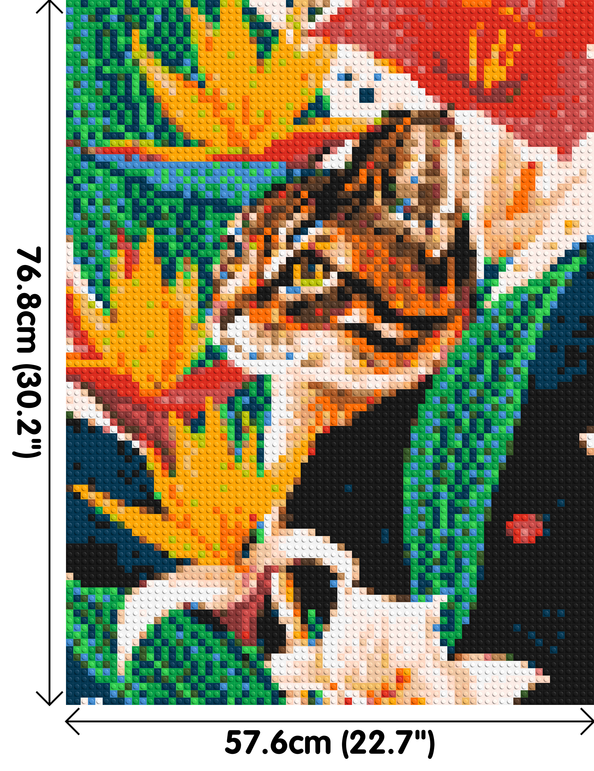 Tabby Cat with Birds of Paradise Illustration - Brick Art Mosaic Kit 3x4 dimensions