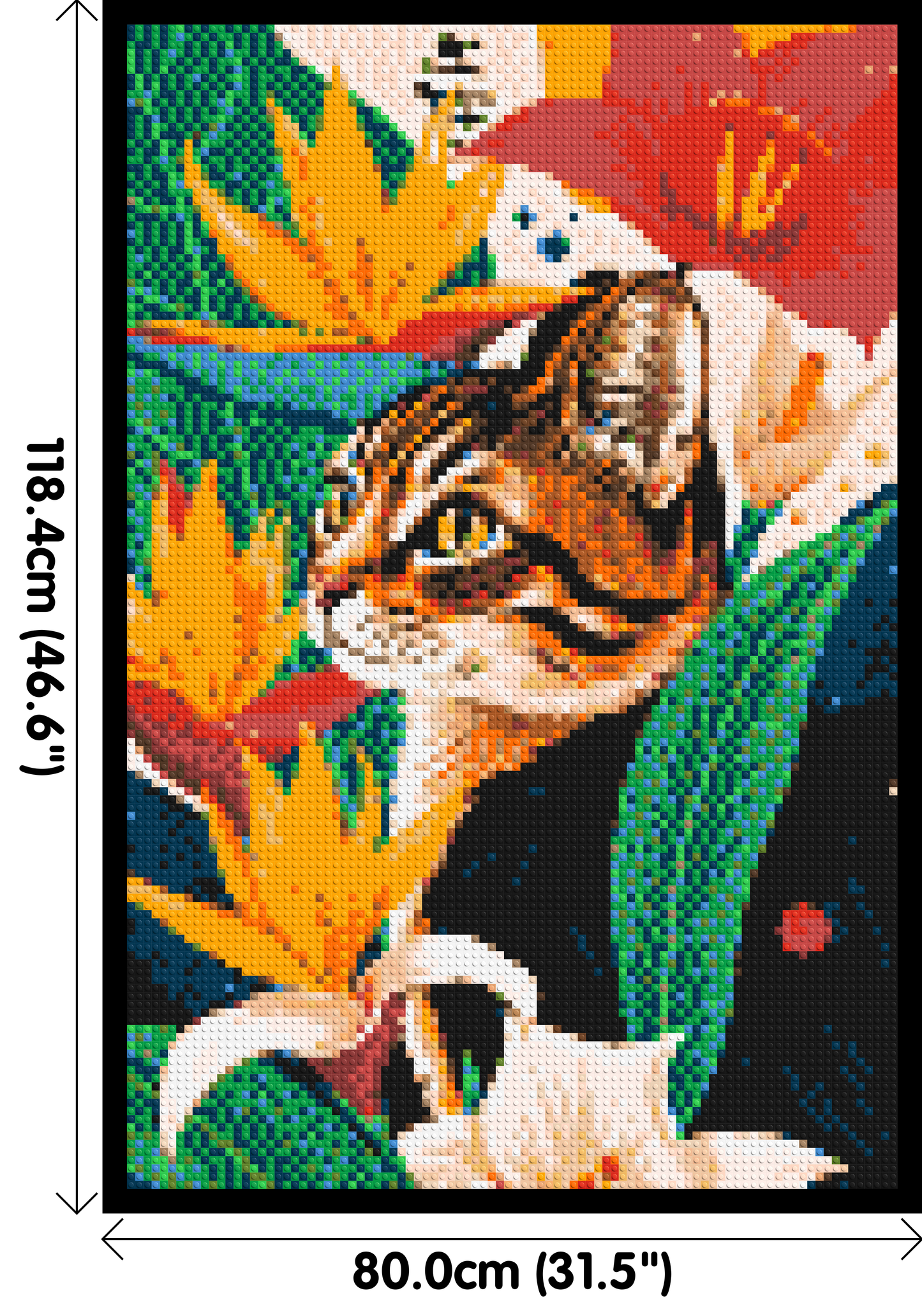 Tabby Cat with Birds of Paradise Illustration - Brick Art Mosaic Kit 4x6 large