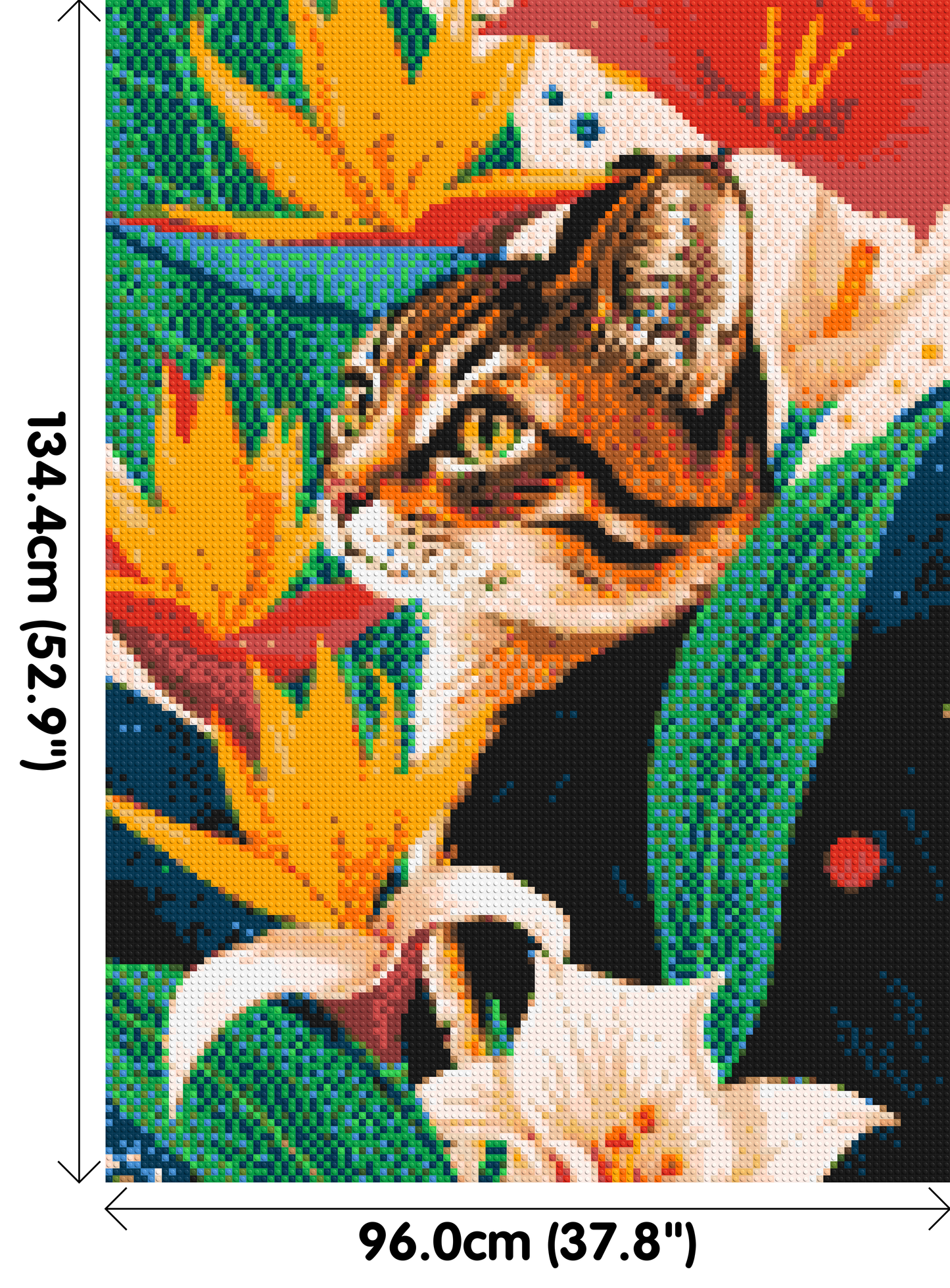 Tabby Cat with Birds of Paradise Illustration - Brick Art Mosaic Kit 5x7 large