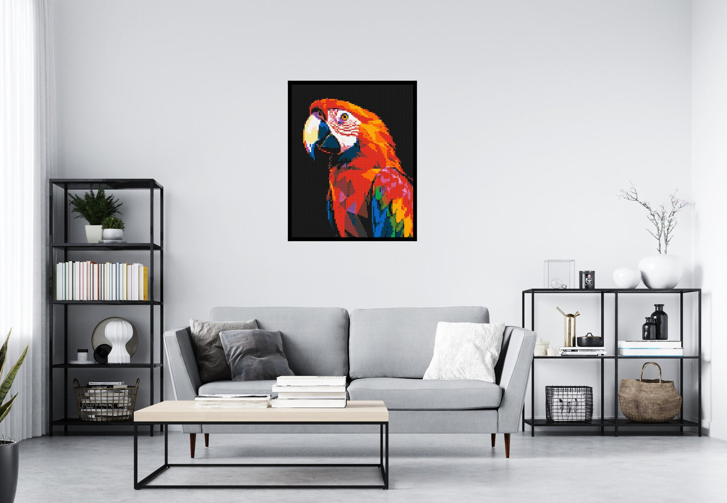 Scarlet Macaw Geometric Pop Art - Brick Art Mosaic Kit 4x5 large