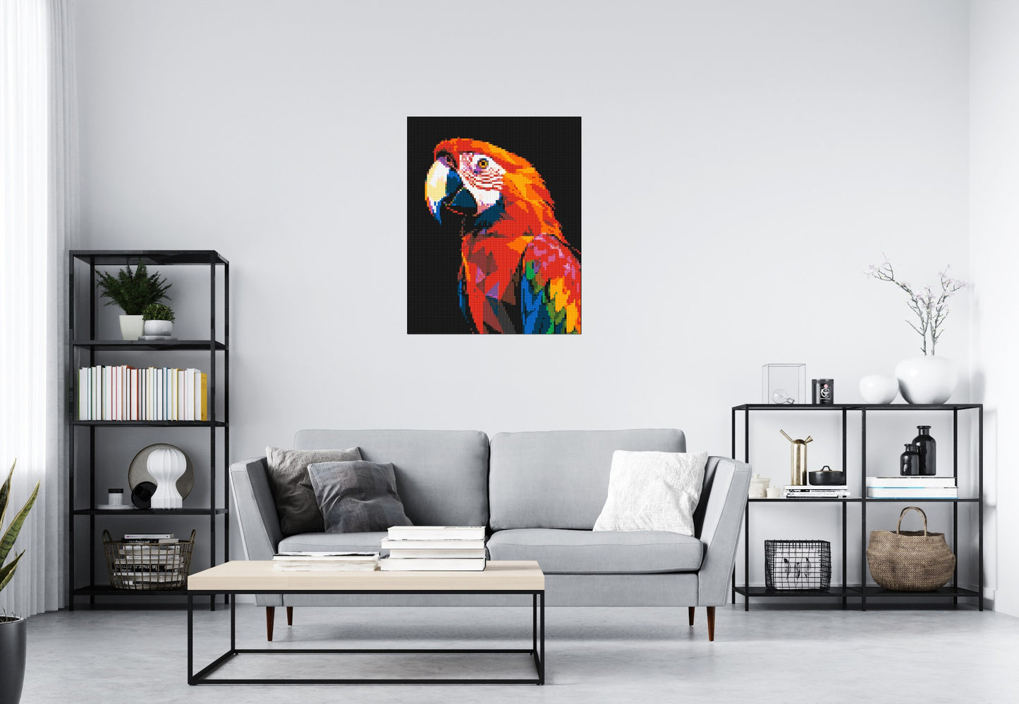 Scarlet Macaw Geometric Pop Art - Brick Art Mosaic Kit 4x5 large