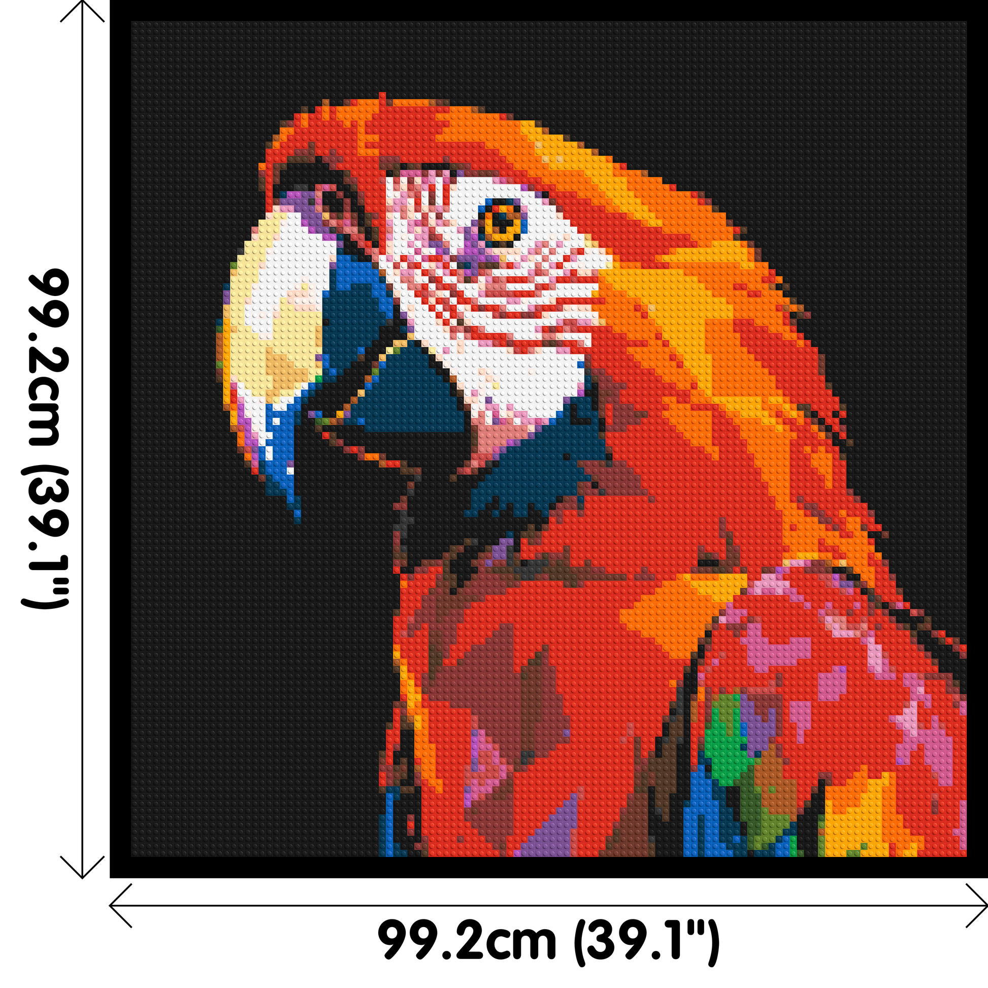 Scarlet Macaw Geometric Pop Art - Brick Art Mosaic Kit 5x5 dimensions with frame