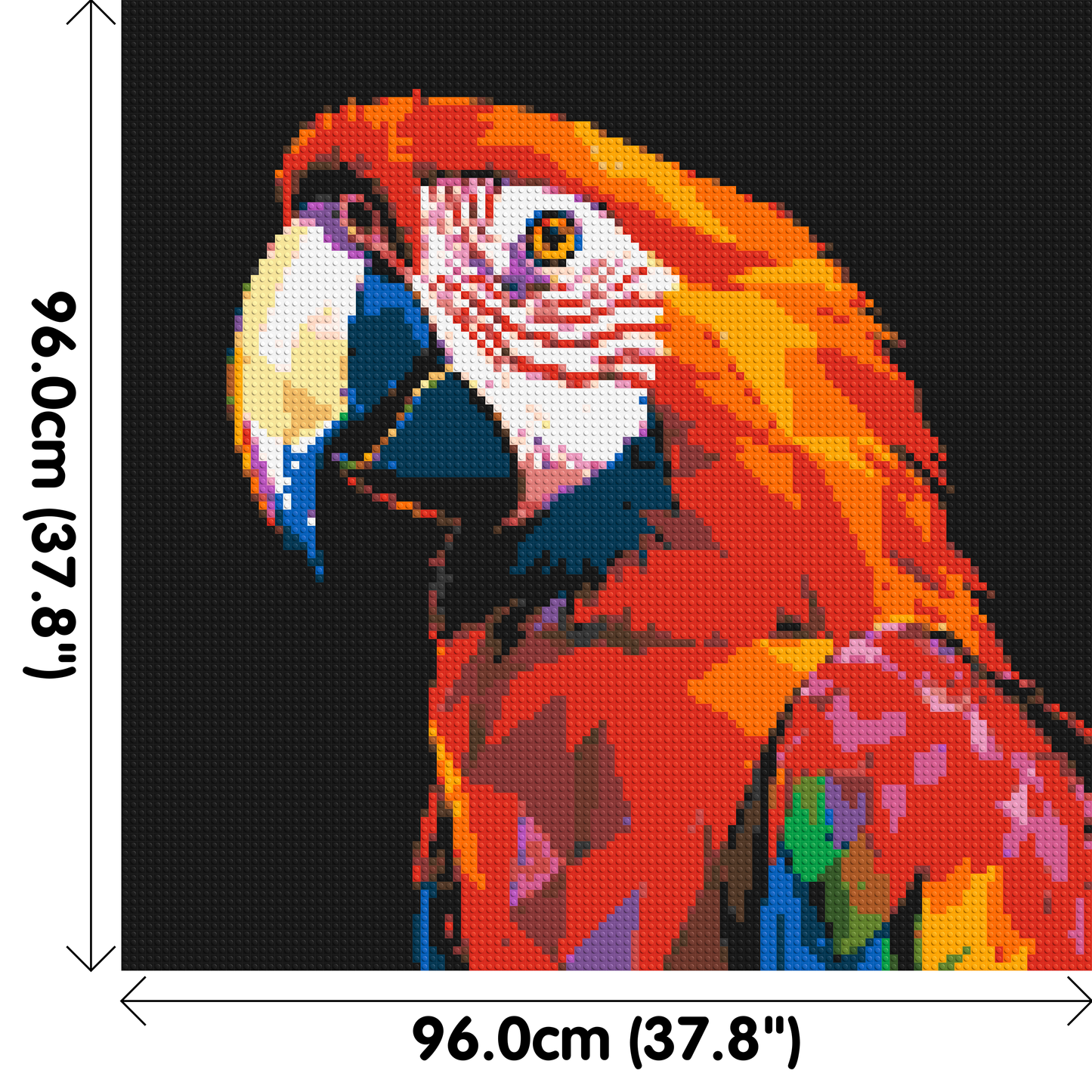 Scarlet Macaw Geometric Pop Art - Brick Art Mosaic Kit 5x5 large