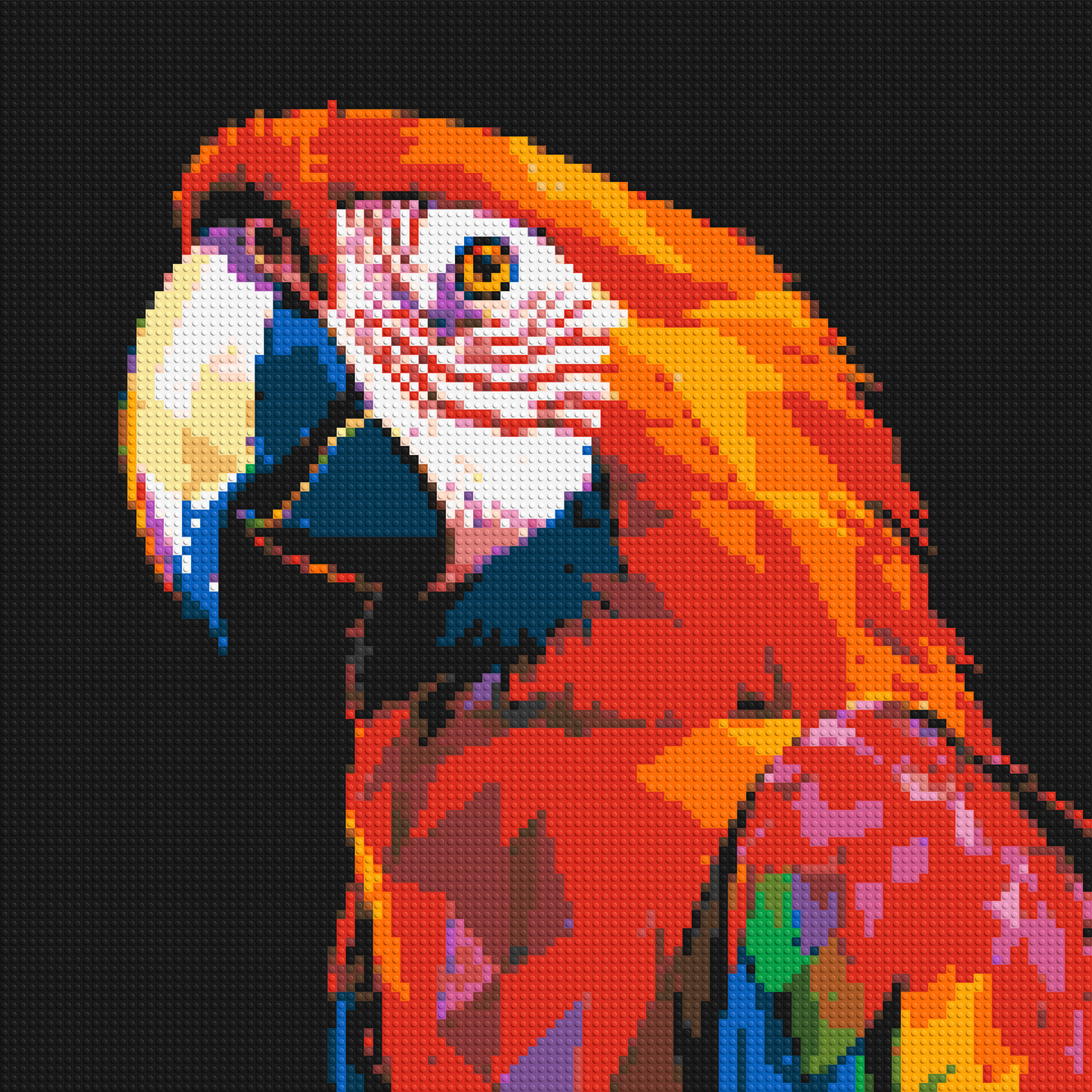 Scarlet Macaw Geometric Pop Art - Brick Art Mosaic Kit 5x5 large