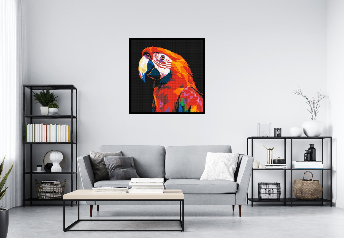 Scarlet Macaw Geometric Pop Art - Brick Art Mosaic Kit 5x5 large