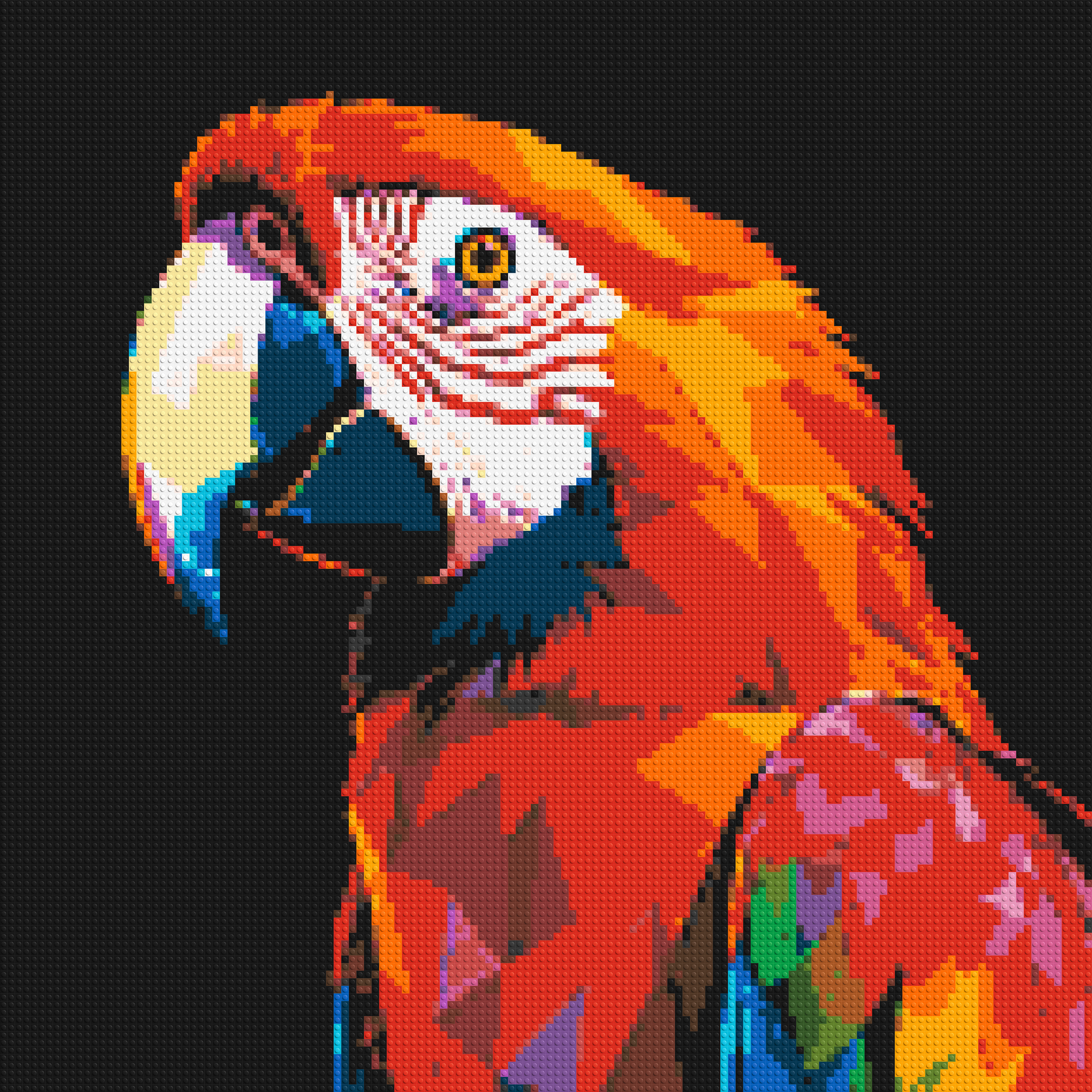 Scarlet Macaw Geometric Pop Art - Brick Art Mosaic Kit 6x6 large