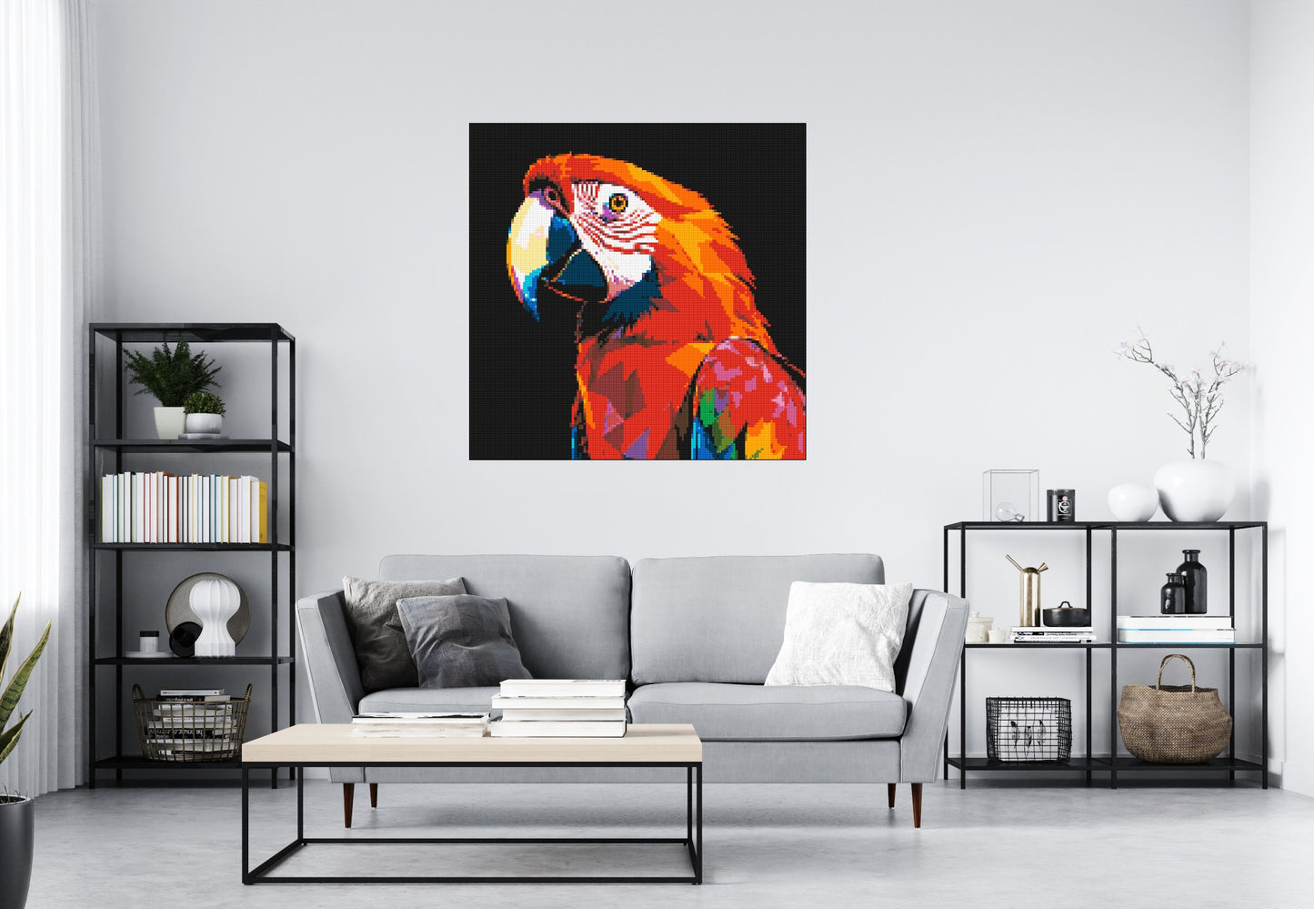 Scarlet Macaw Geometric Pop Art - Brick Art Mosaic Kit 6x6 large