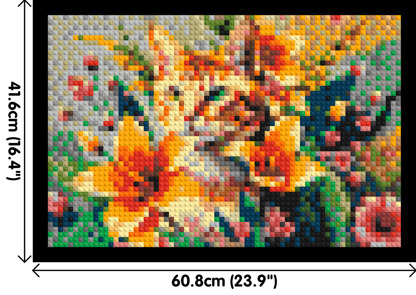 Ginger Tabby Cat with Orange Lilies and Pink Blossoms Illustration - Brick Art Mosaic Kit 3x2 large