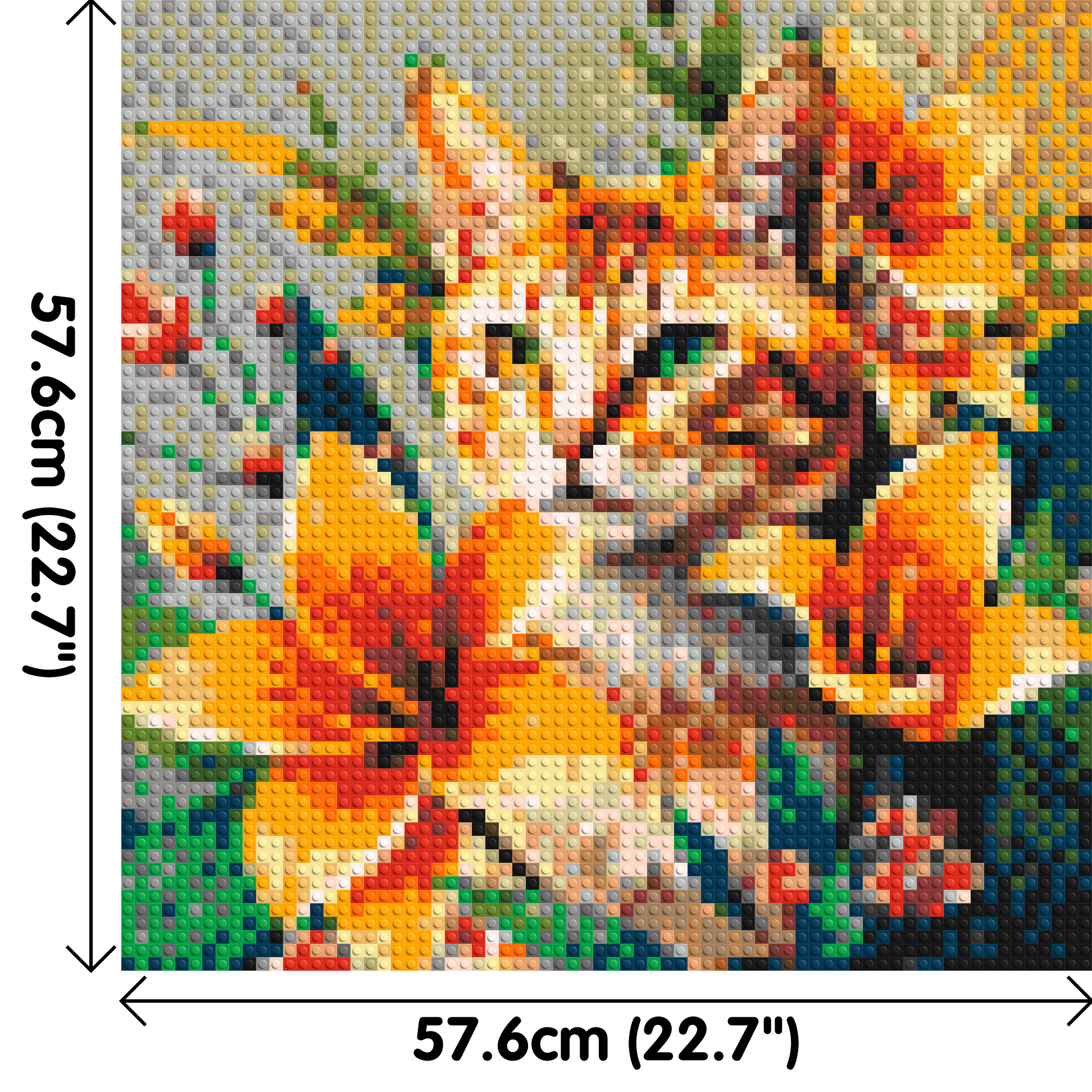 Ginger Tabby Cat with Orange Lilies and Pink Blossoms Illustration - Brick Art Mosaic Kit 3x3 dimensions