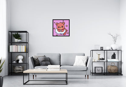 Cute Bear on Cloud with Stars Cartoon Art - Brick Art Mosaic Kit 3x3 large