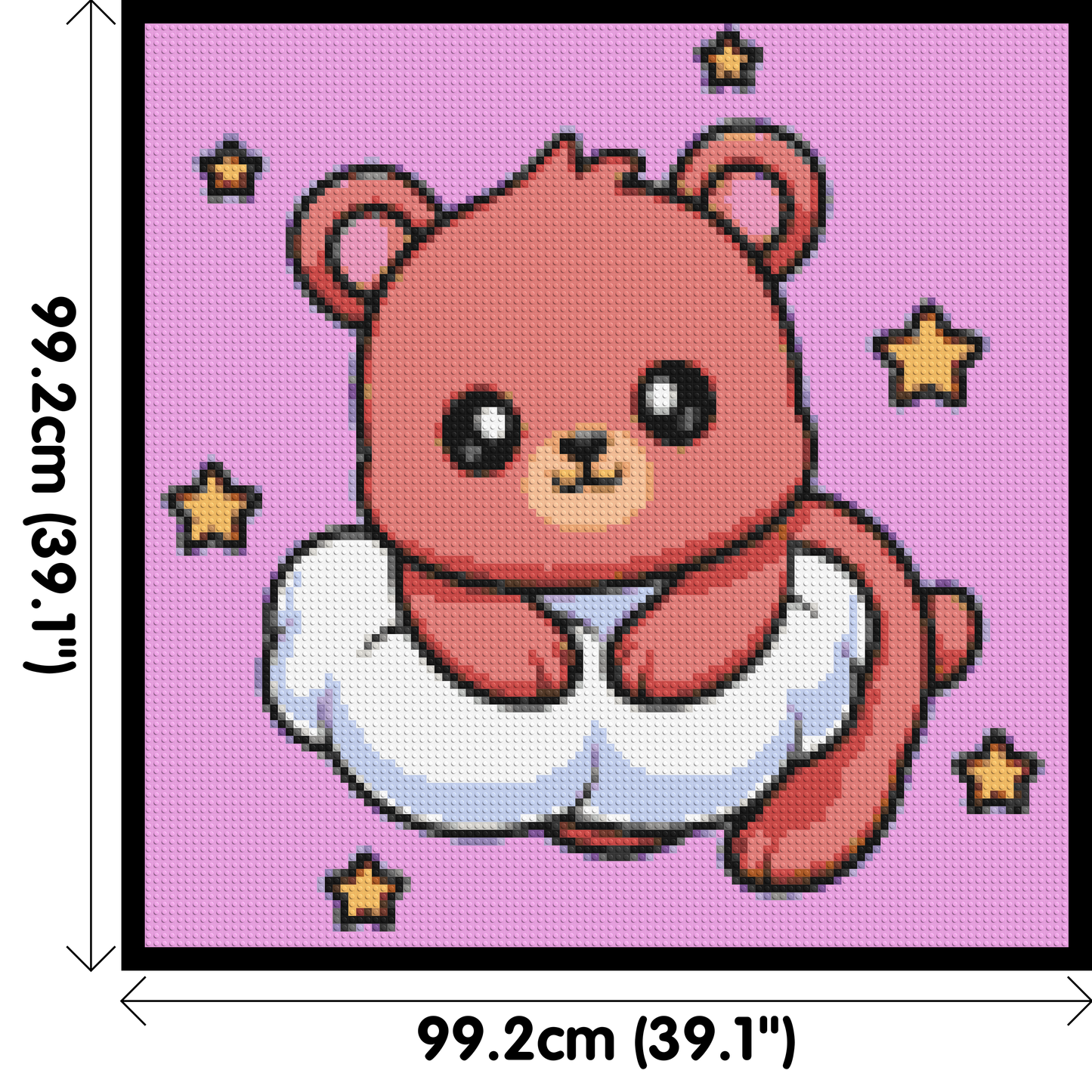 Cute Bear on Cloud with Stars Cartoon Art - Brick Art Mosaic Kit 5x5 large