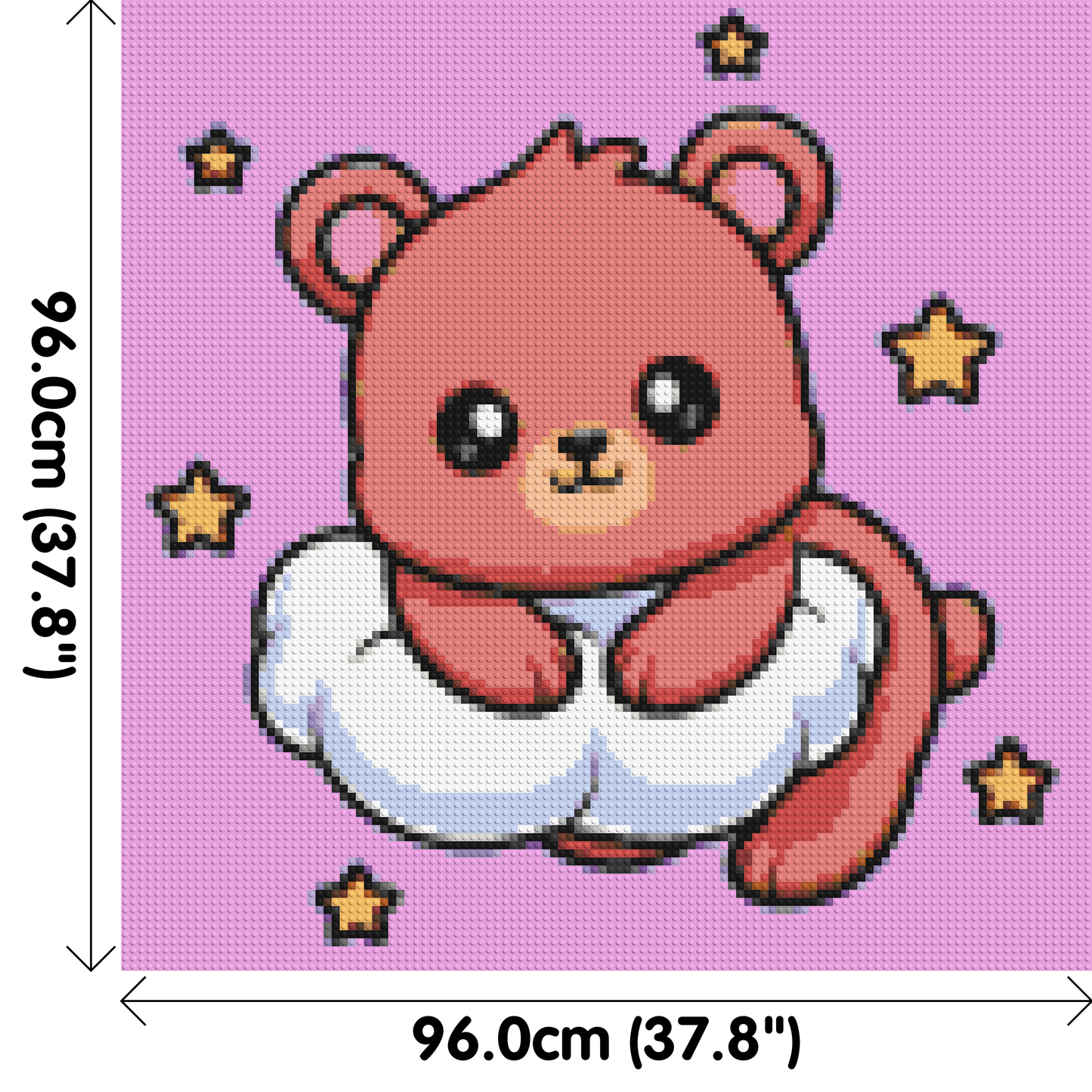 Cute Bear on Cloud with Stars Cartoon Art - Brick Art Mosaic Kit 5x5 large