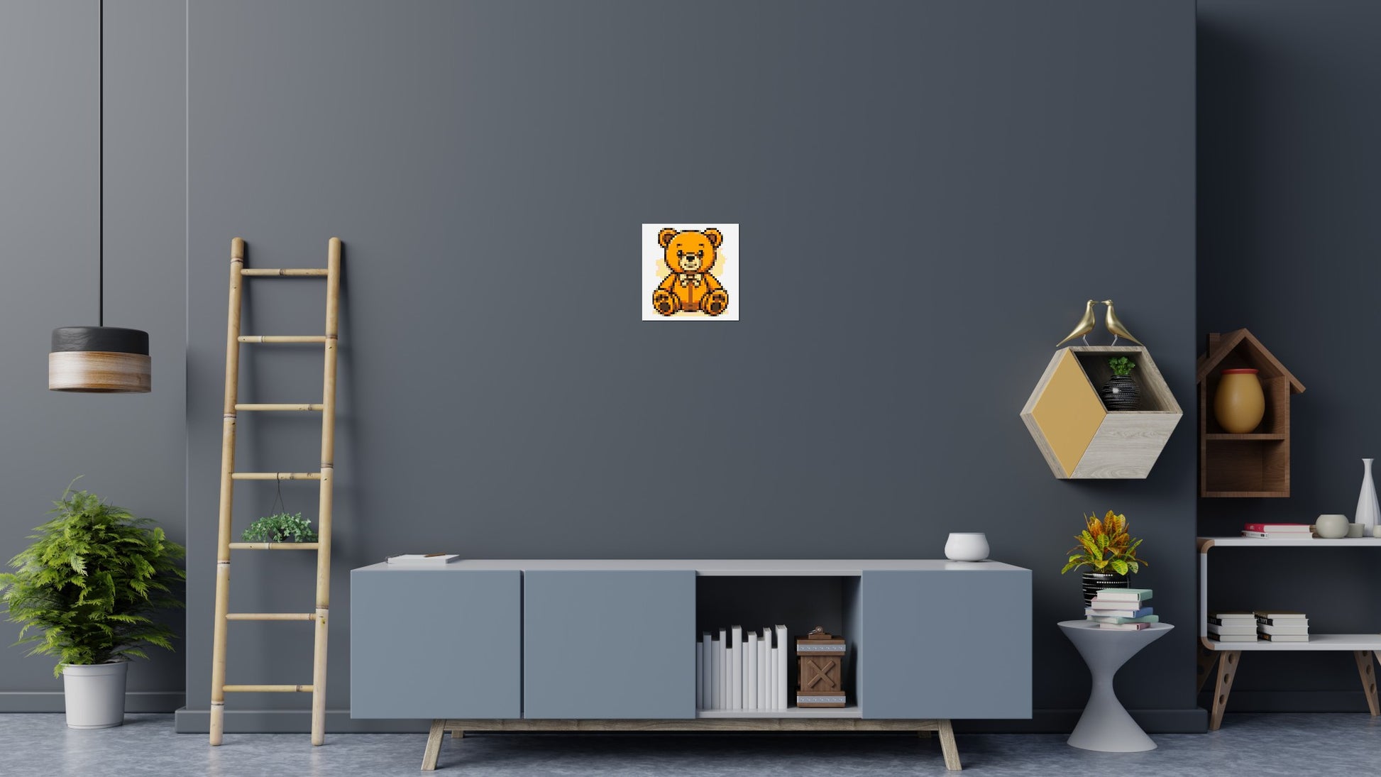 Classic Sitting Teddy Bear with Bow Tie Cartoon Art - Brick Art Mosaic Kit 2x2 scene