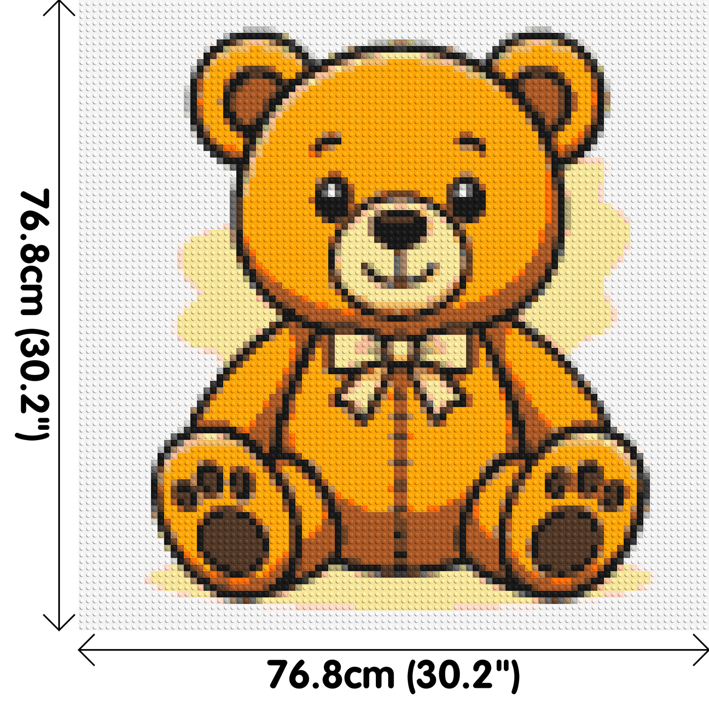 Classic Sitting Teddy Bear with Bow Tie Cartoon Art - Brick Art Mosaic Kit 4x4 large