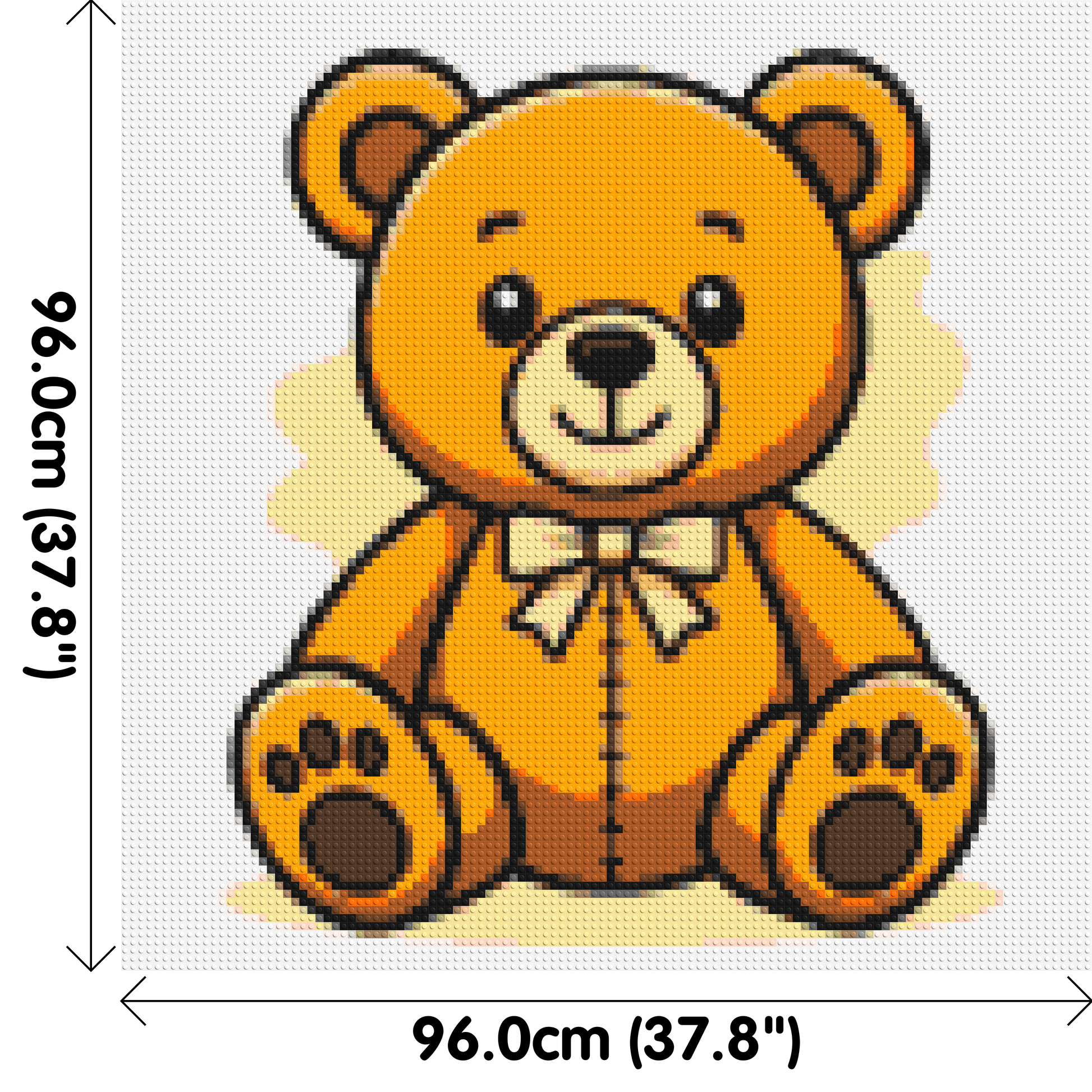 Classic Sitting Teddy Bear with Bow Tie Cartoon Art - Brick Art Mosaic Kit 5x5 dimensions