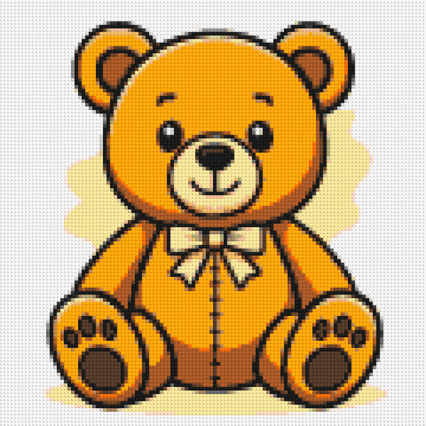 Classic Sitting Teddy Bear with Bow Tie Cartoon Art - Brick Art Mosaic Kit 5x5 large