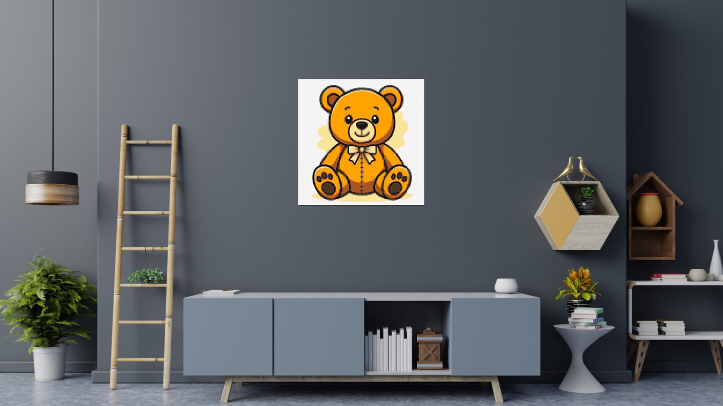 Classic Sitting Teddy Bear with Bow Tie Cartoon Art - Brick Art Mosaic Kit 5x5 large