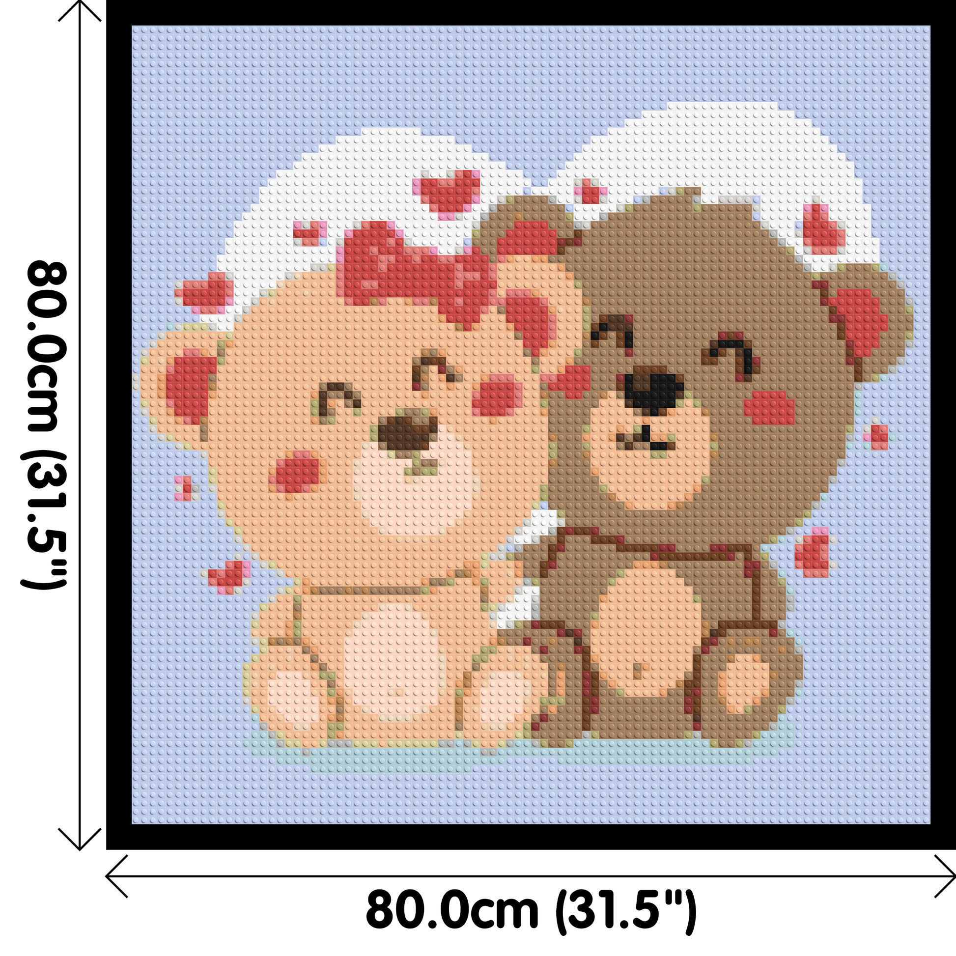 Cute Teddy Bear Couple Kawaii Vector Art - Brick Art Mosaic Kit 4x4 dimensions with frame