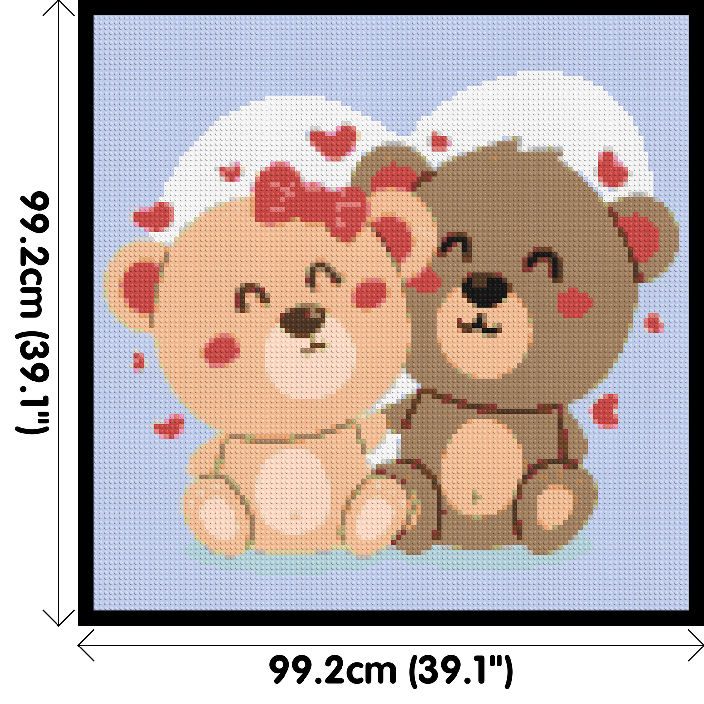 Cute Teddy Bear Couple Kawaii Vector Art - Brick Art Mosaic Kit 5x5 large