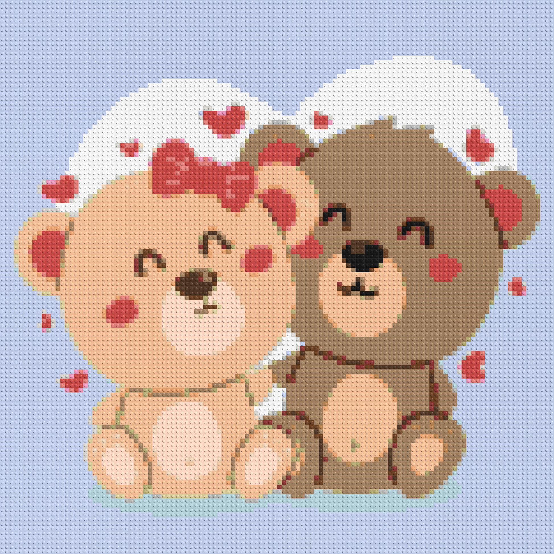 Cute Teddy Bear Couple Kawaii Vector Art - Brick Art Mosaic Kit 5x5 large