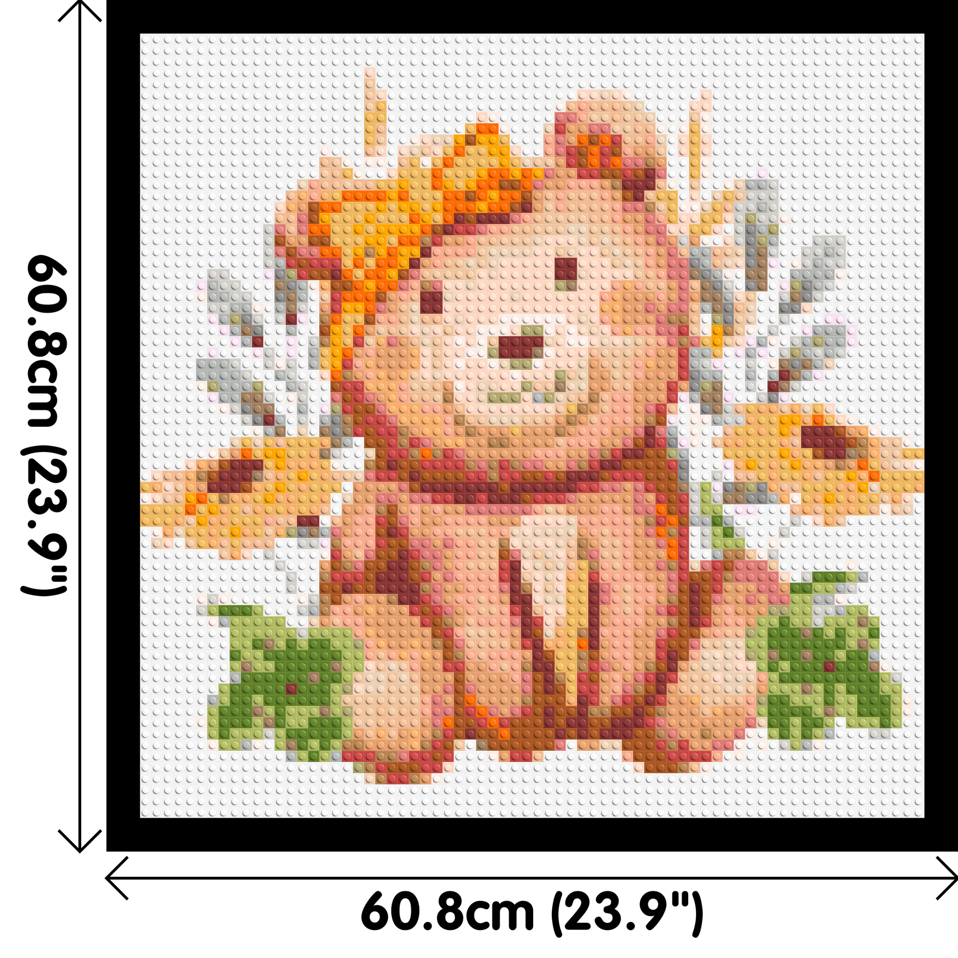 Teddy Bear with Yellow Bow and Flowers Watercolor Art - Brick Art Mosaic Kit 3x3 dimensions with frame