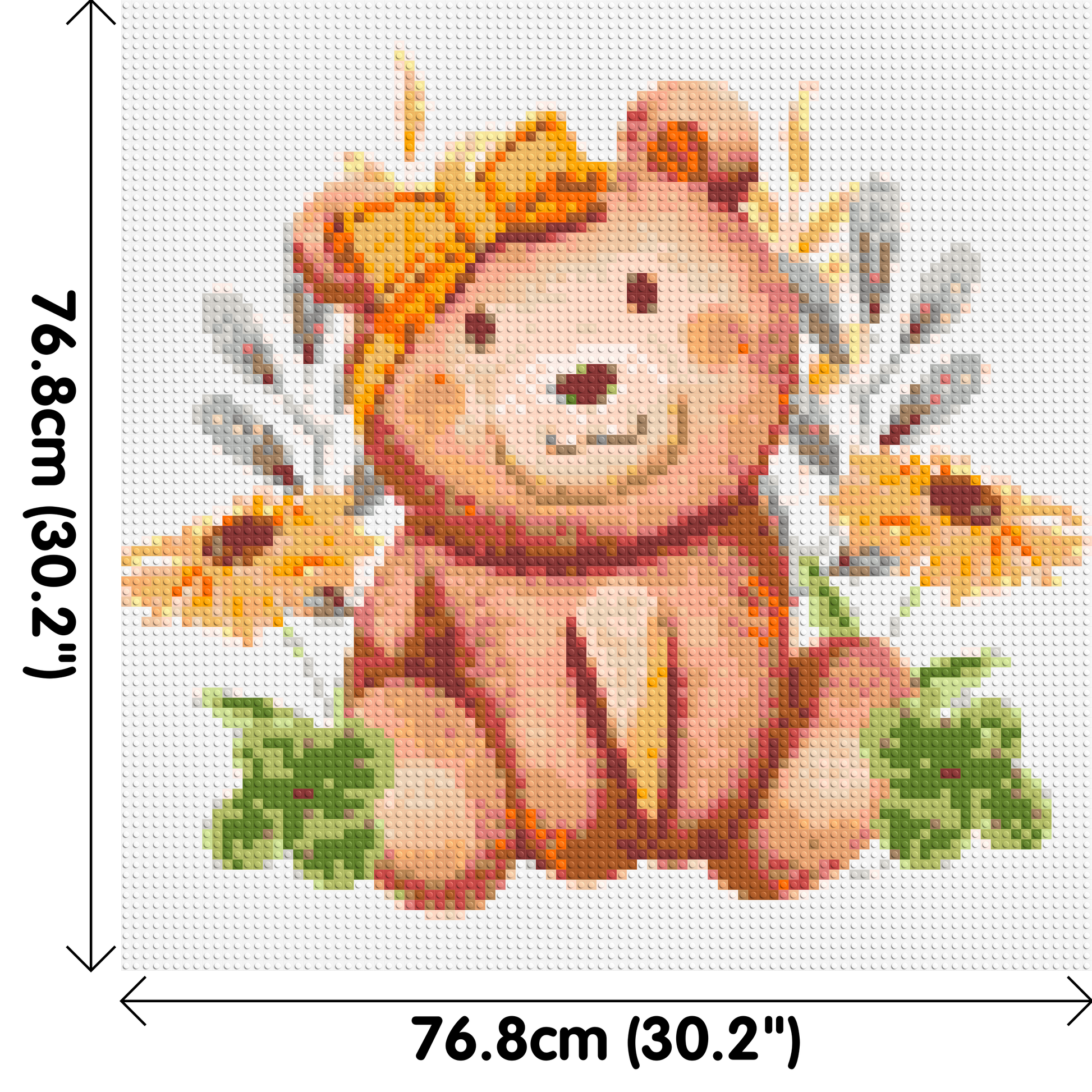 Teddy Bear with Yellow Bow and Flowers Watercolor Art - Brick Art Mosaic Kit 4x4 dimensions