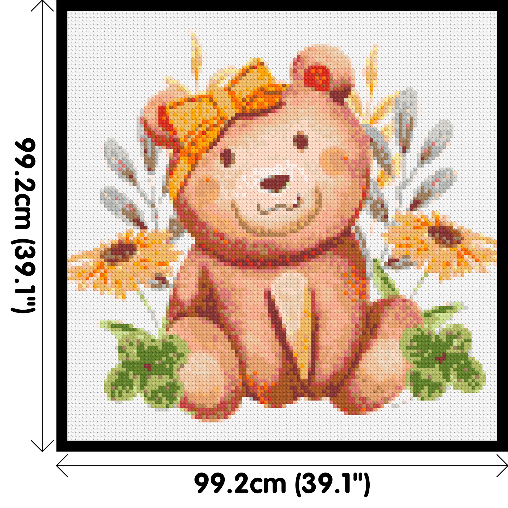 Teddy Bear with Yellow Bow and Flowers Watercolor Art - Brick Art Mosaic Kit 5x5 dimensions with frame