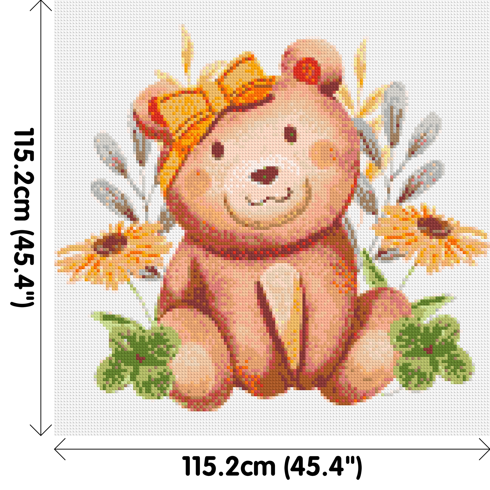 Teddy Bear with Yellow Bow and Flowers Watercolor Art - Brick Art Mosaic Kit 6x6 dimensions