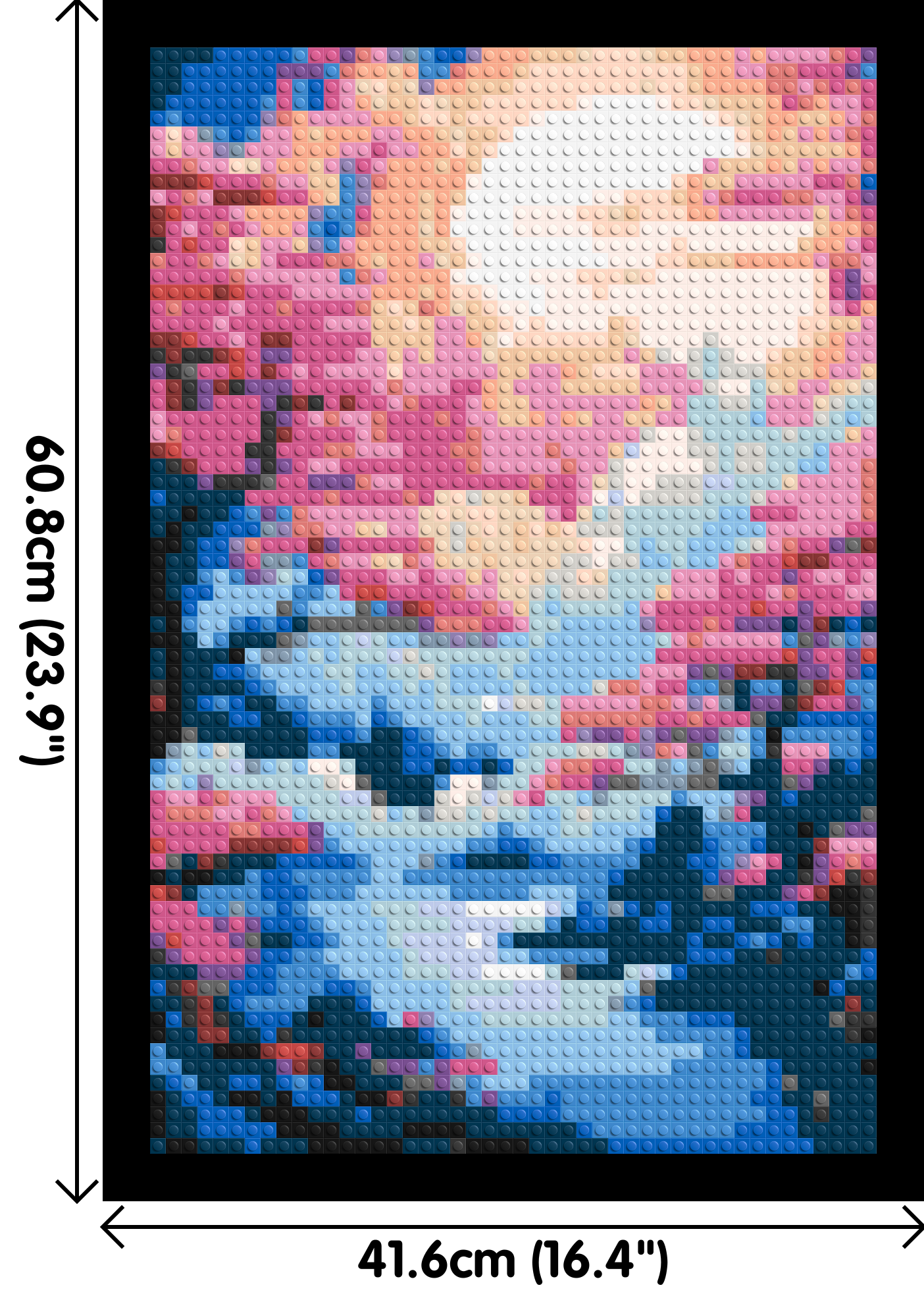 Cherry Blossom Trees and Glowing Moon Japanese Art - Brick Art Mosaic Kit 2x3 dimensions with frame