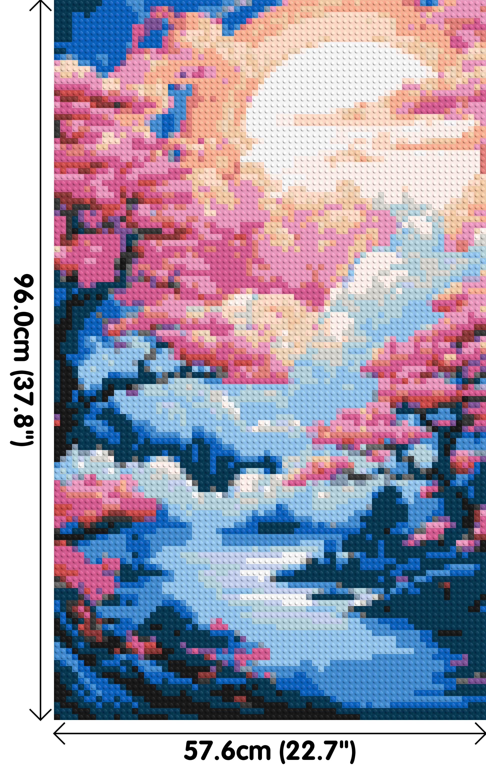 Cherry Blossom Trees and Glowing Moon Japanese Art - Brick Art Mosaic Kit 3x5 dimensions
