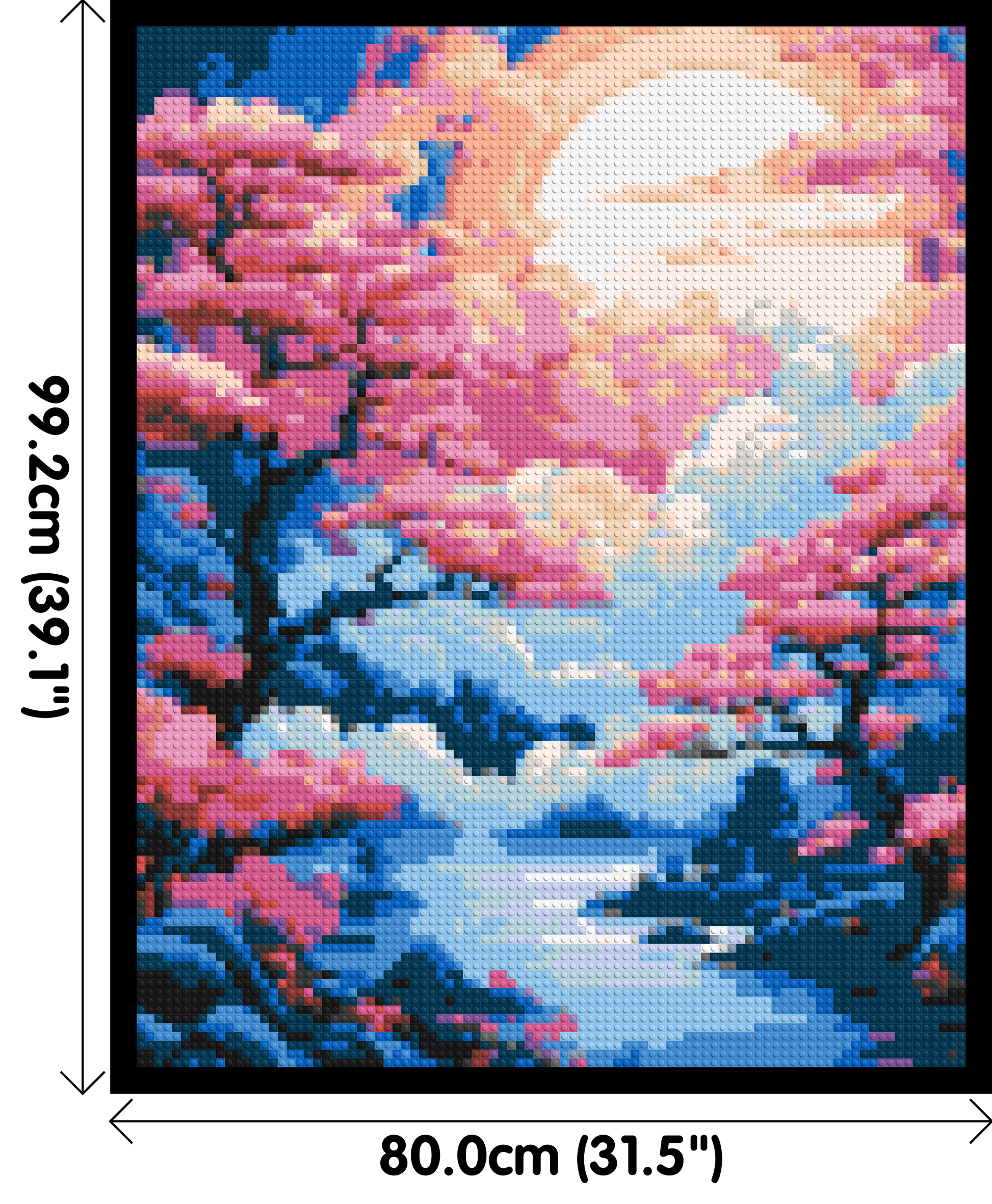 Cherry Blossom Trees and Glowing Moon Japanese Art - Brick Art Mosaic Kit 4x5 dimensions with frame