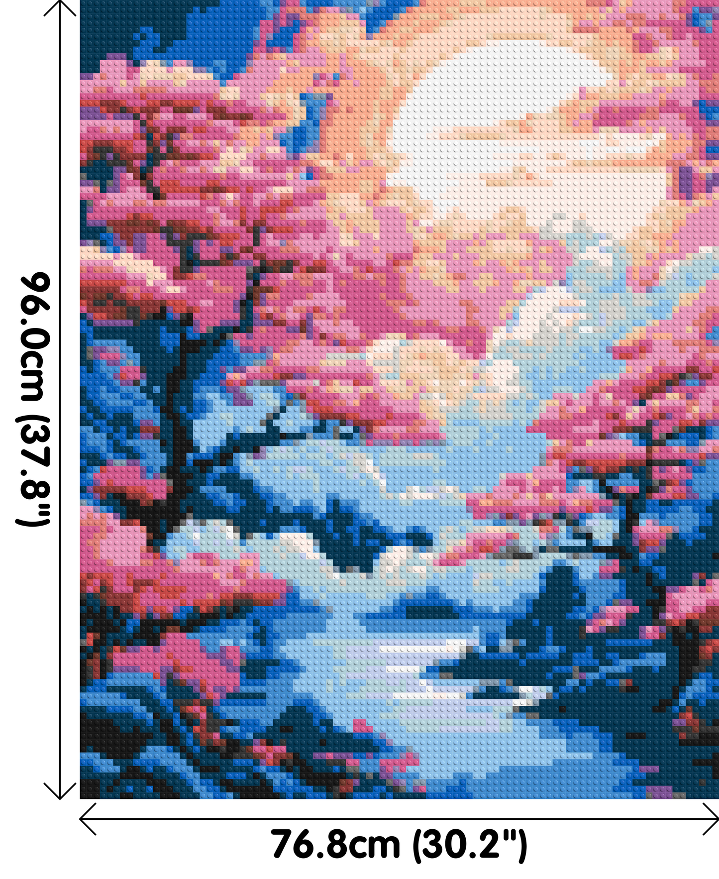 Cherry Blossom Trees and Glowing Moon Japanese Art - Brick Art Mosaic Kit 4x5 large