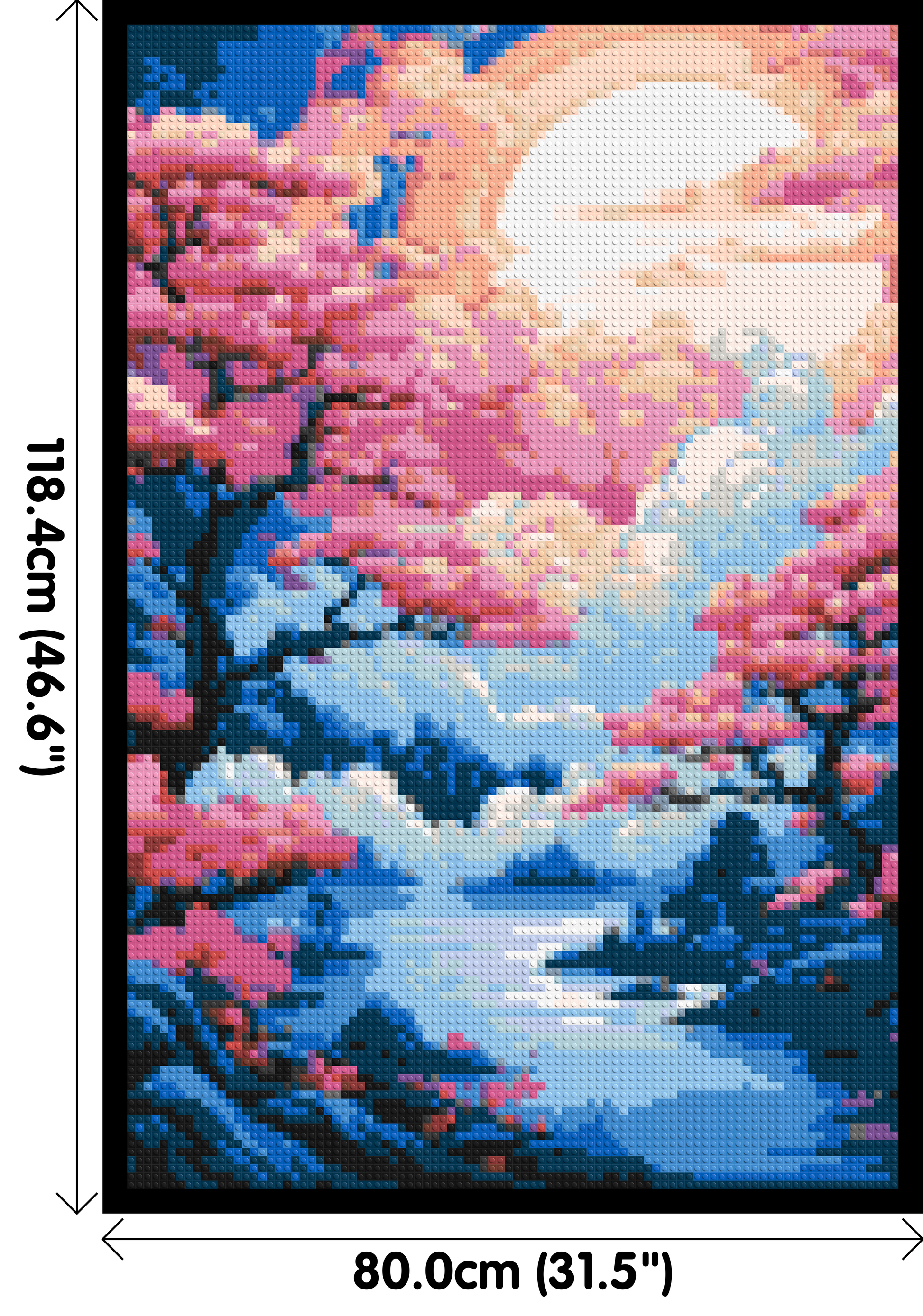 Cherry Blossom Trees and Glowing Moon Japanese Art - Brick Art Mosaic Kit 4x6 dimensions with frame