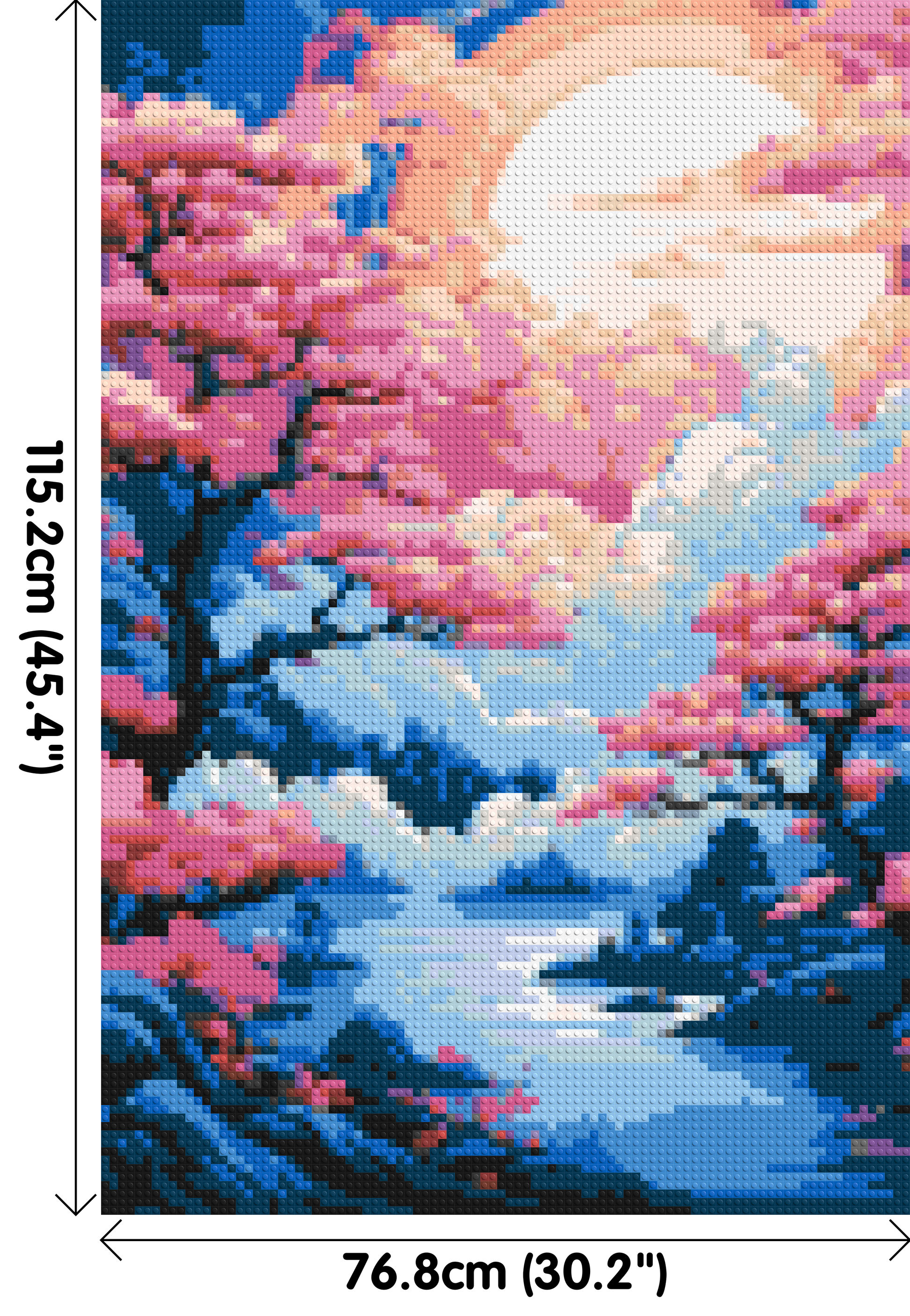 Cherry Blossom Trees and Glowing Moon Japanese Art - Brick Art Mosaic Kit 4x6 dimensions