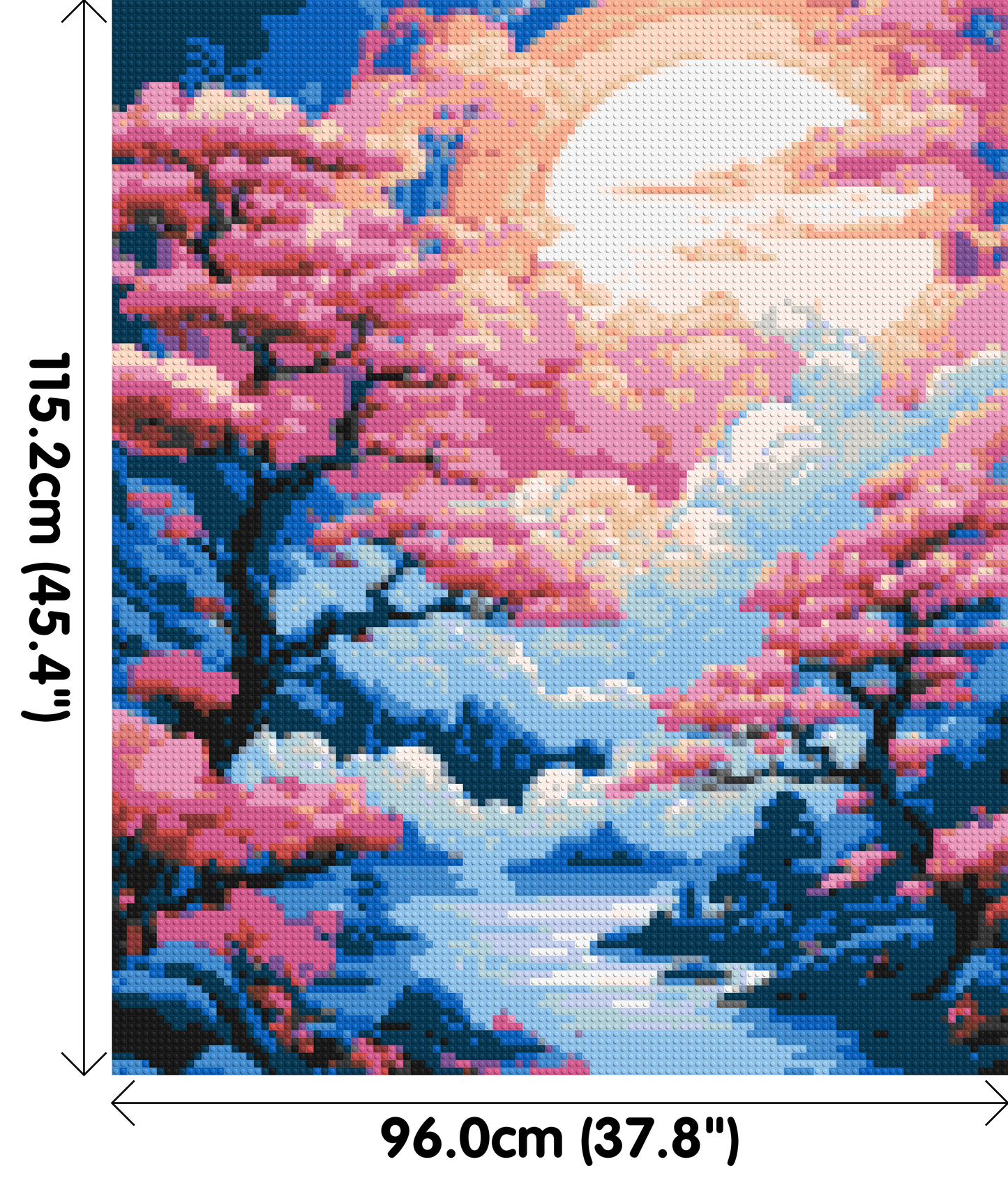 Cherry Blossom Trees and Glowing Moon Japanese Art - Brick Art Mosaic Kit 5x6 large